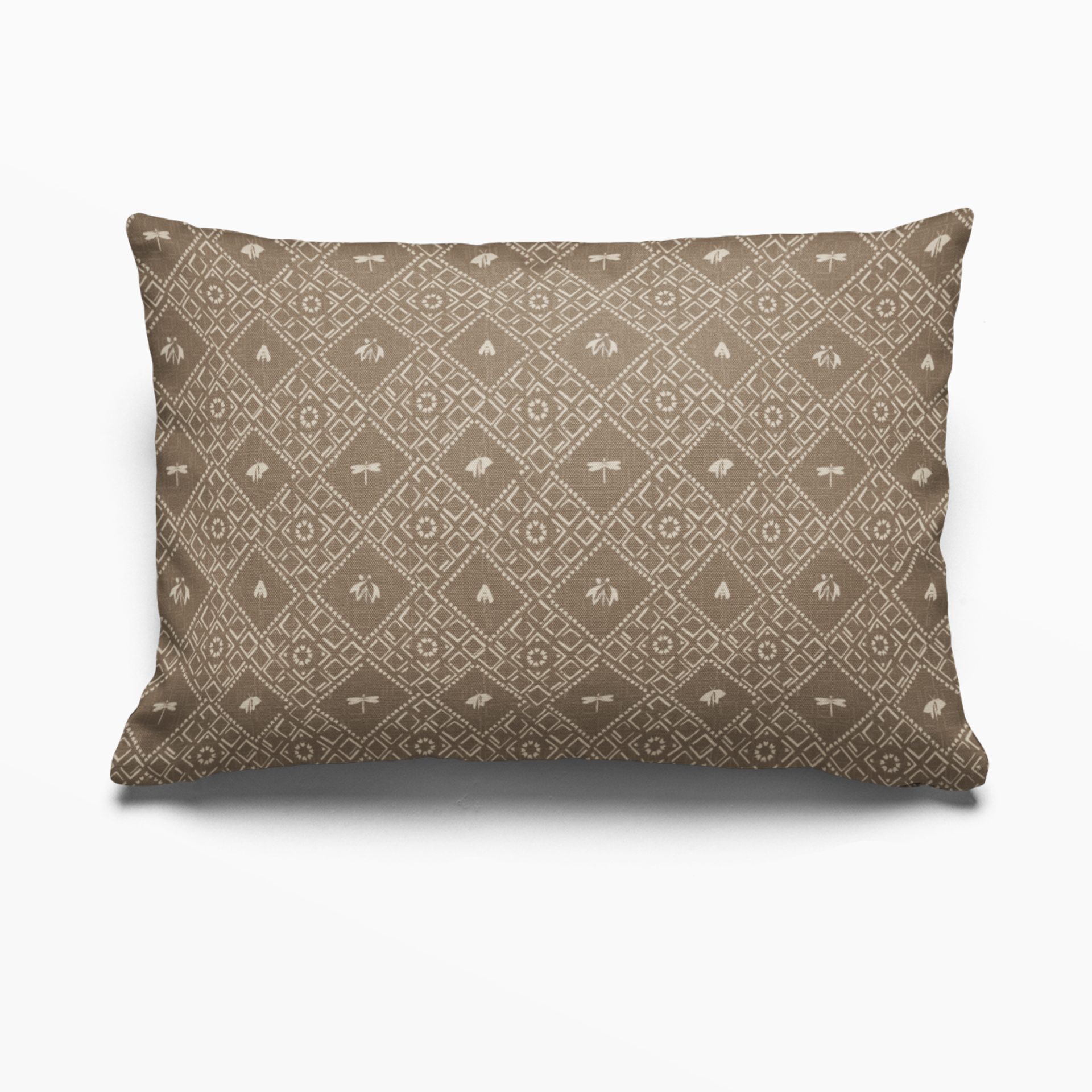 Americana pillow in Cumin by Emily Daws – lumbar shape perfect for cabin beds or mountain homes