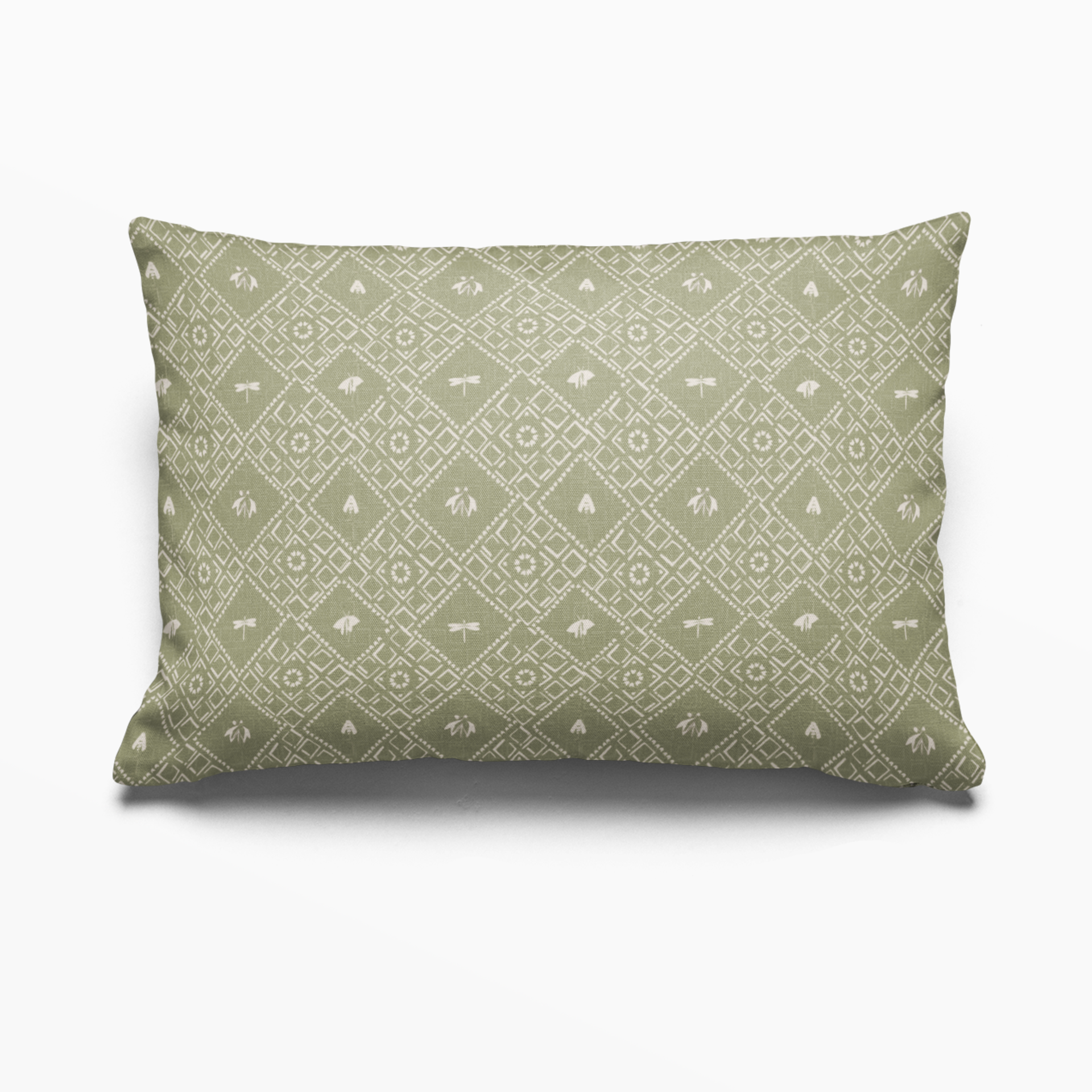 Americana pillow in Edamame by Emily Daws – lumbar shape perfect for cabin beds or mountain homes