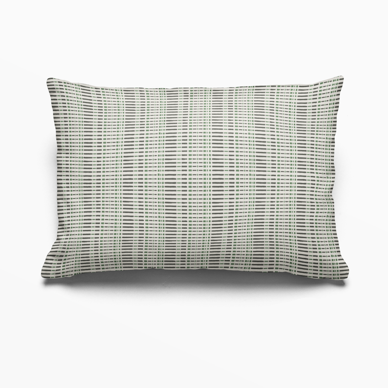 Birch pillow in Evergreen by Emily Daws – lumbar pillow for beds or benches in a soft country interior
