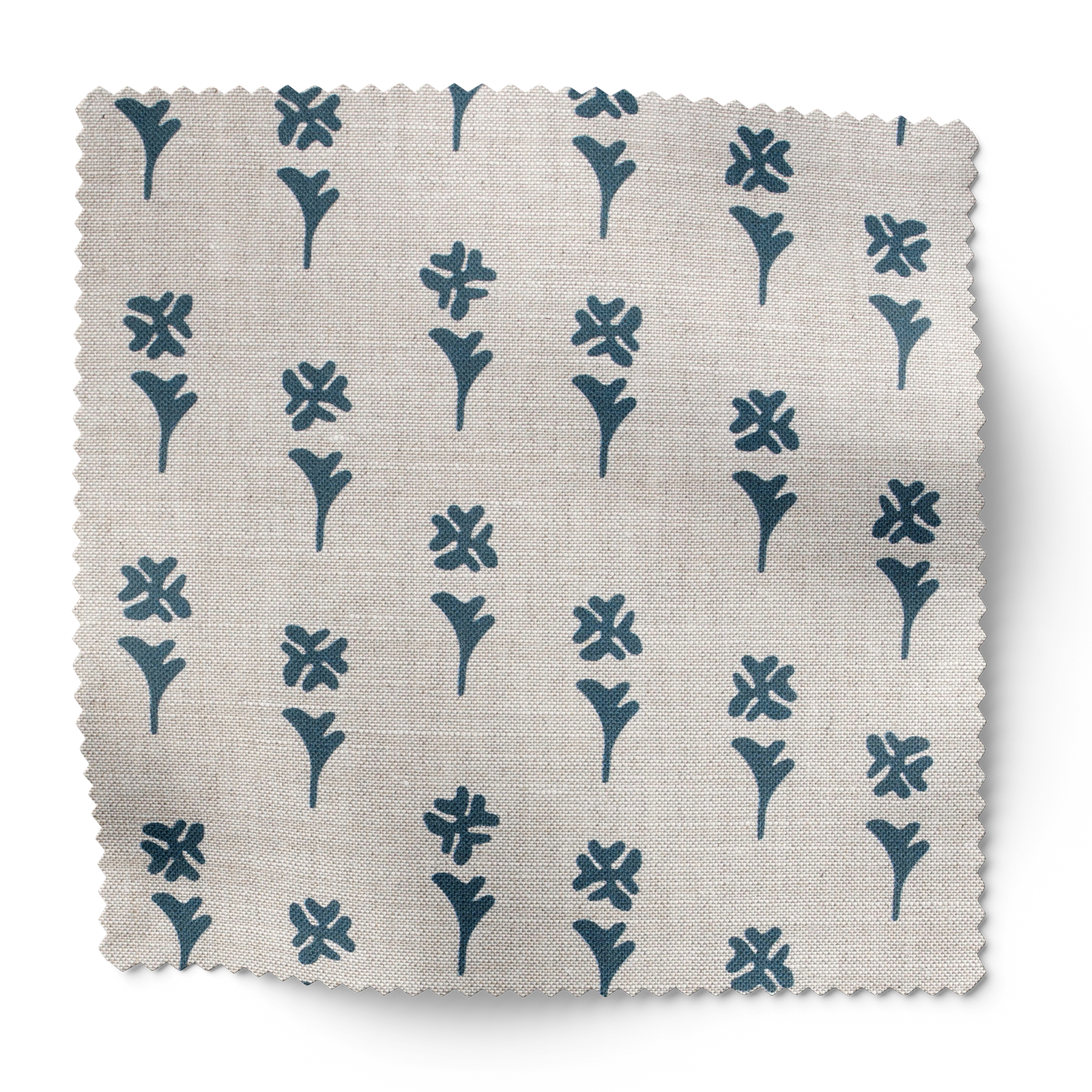 Daffodil fabric in Delft Blue by Emily Daws β floral swatch ideal for drapery or upholstery in mountain homes