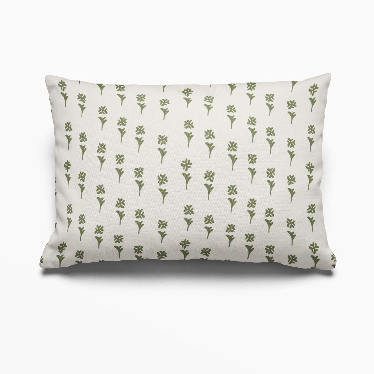 Daffodil pillow in Sprout by Emily Daws – lumbar pillow for beds or benches in a soft country interior