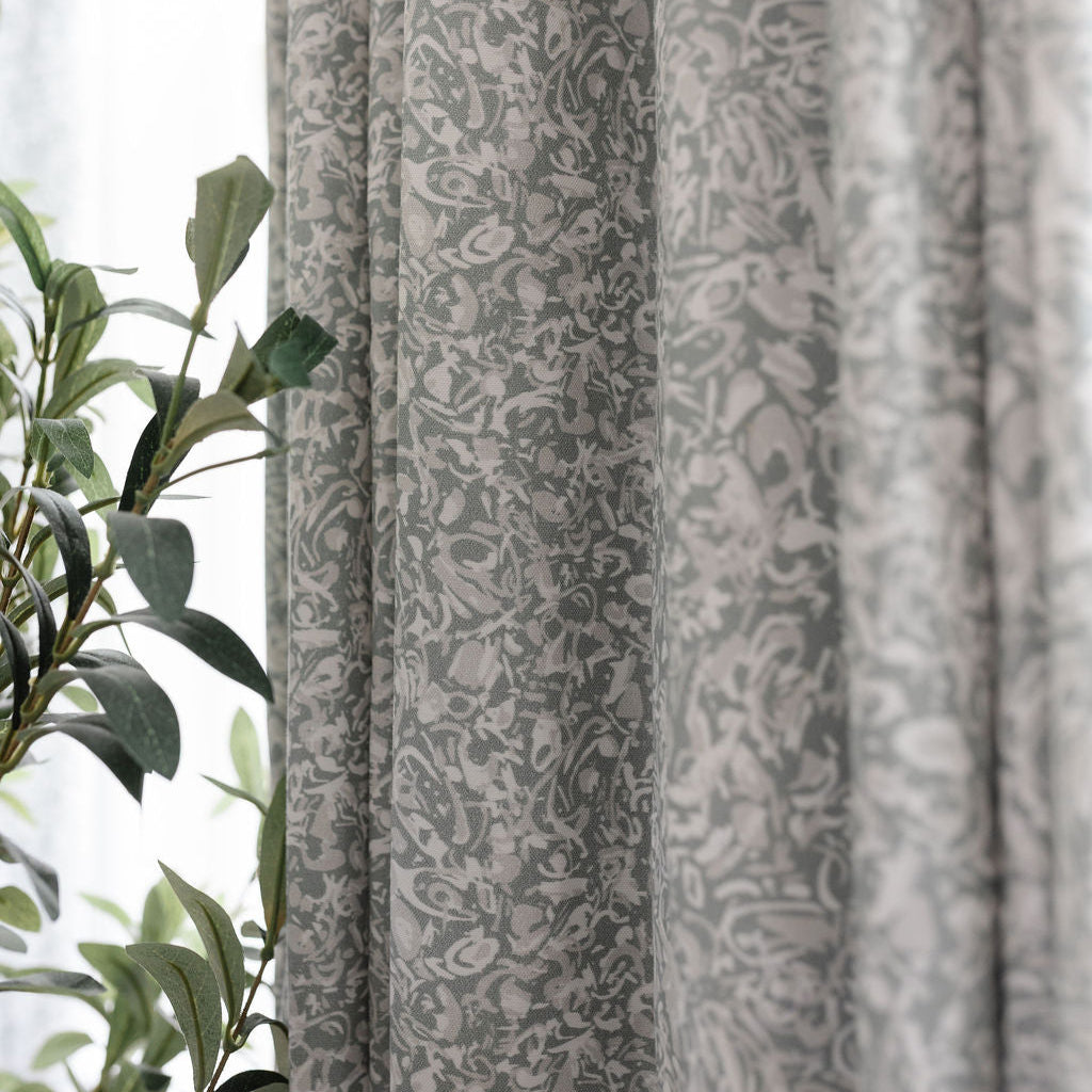 Emily Daws Estuary fabric in Artichoke, custom linen drapery for bespoke window treatments and coastal interiors