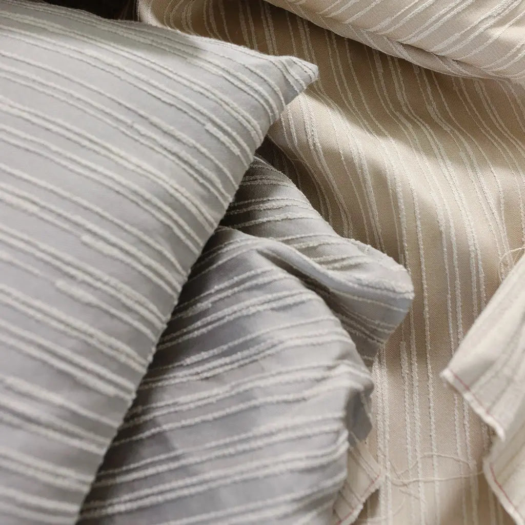 Emily Daws Washout pillows in Pebble — original pattern, feather and down insert