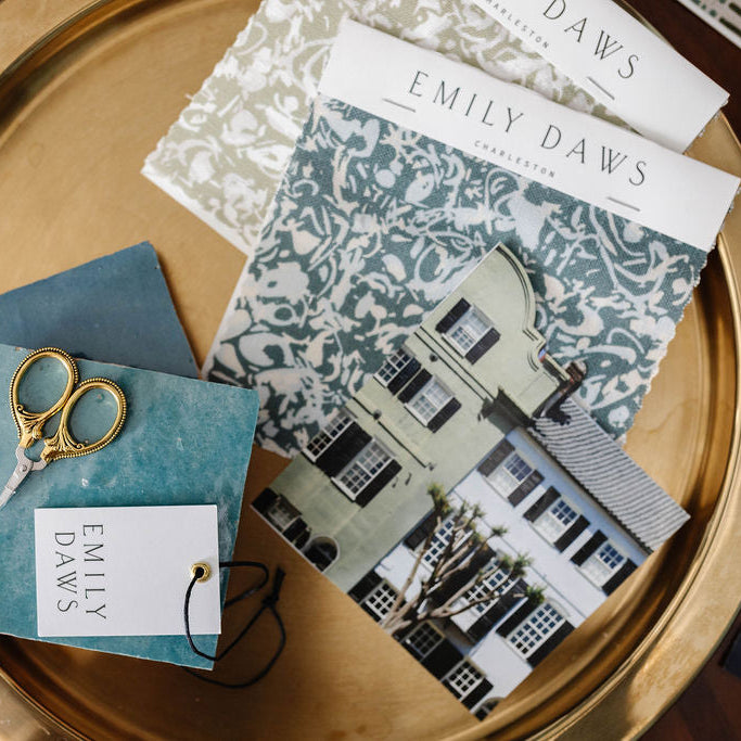 Estuary Peacock fabric by Emily Daws β Waterways Collection, available by the yard for drapery and upholstery