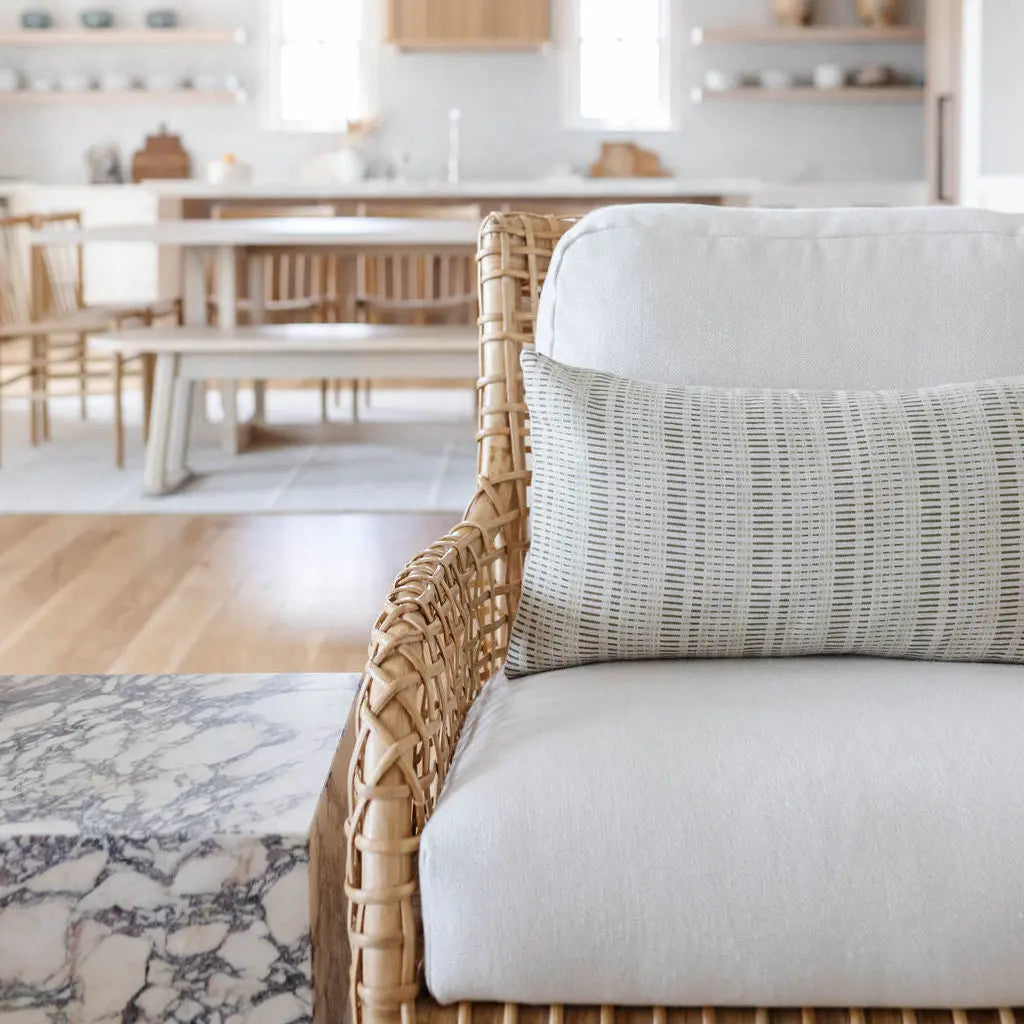 Birch fabric in Bamboo by Emily Daws styled in an interior β Flora Collection