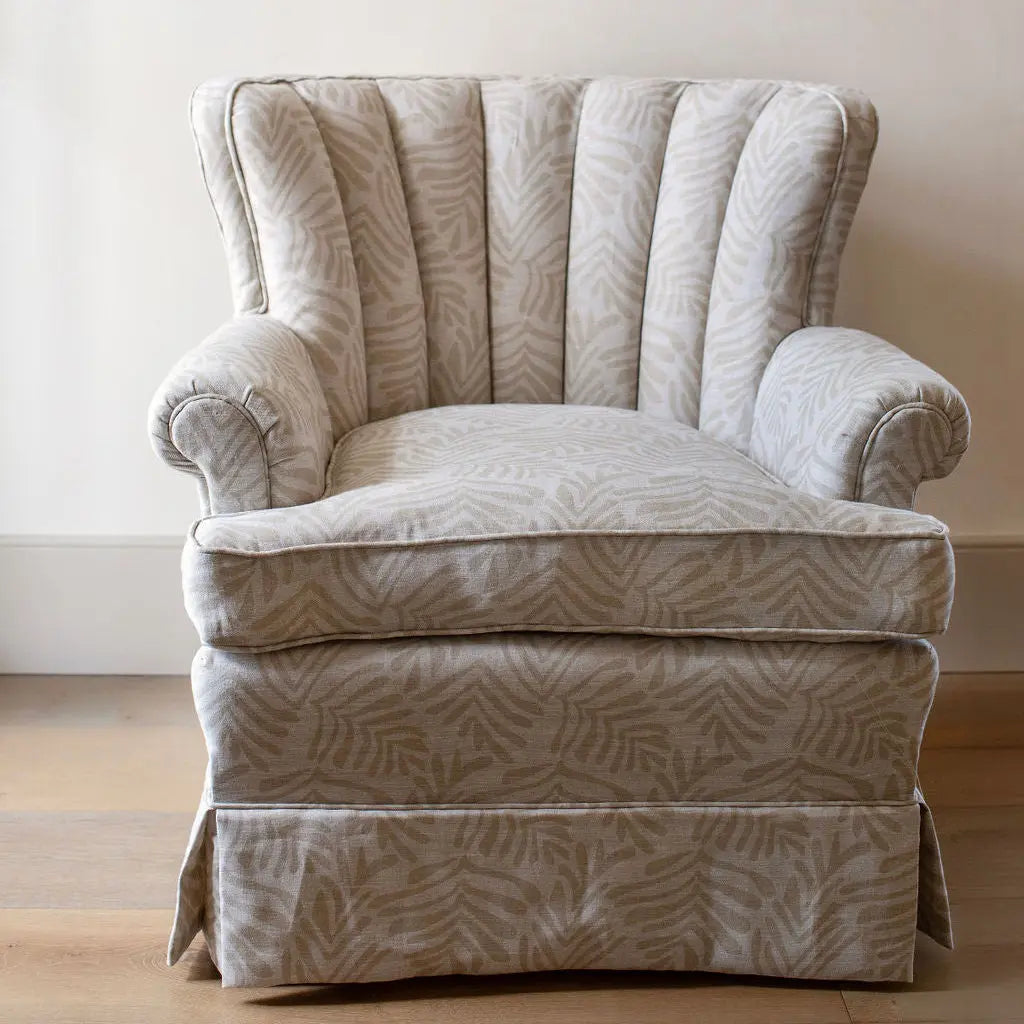 Frond fabric in Truffle by Emily Daws styled in an interior — Flora Collection