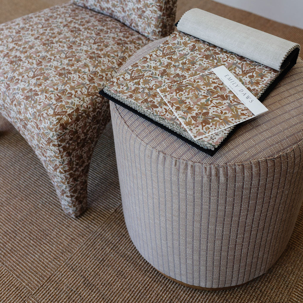Luxury fabric by Emily Daws featuring artisanal pattern work for trade professionals and bespoke interiors.
