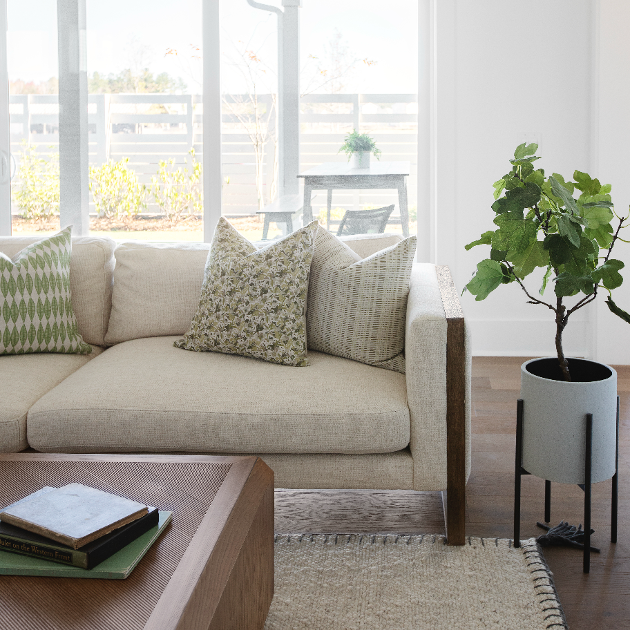 Leaflette fabric in Peridot by Emily Daws styled in an interior β Flora Collection