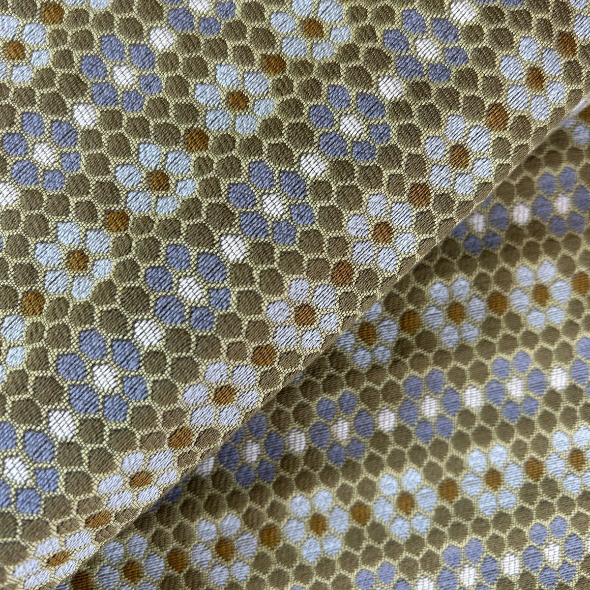 Nectar fabric in Savannah by Emily Daws — close-up detail of woven upholstery fabric, Fauna Collection