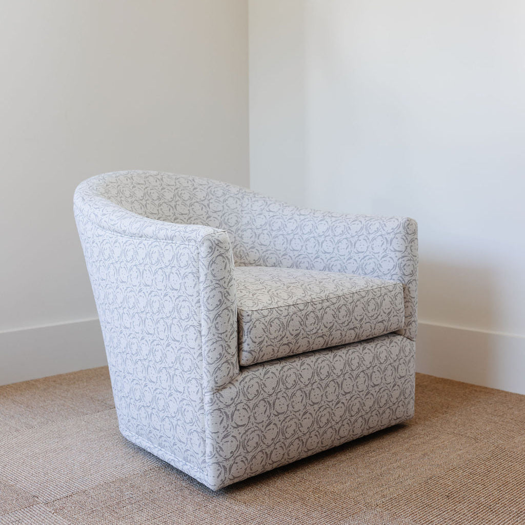 Custom linen fabric by Emily Daws, suitable for window treatments, pillows, and wallcoverings in boutique interiors.