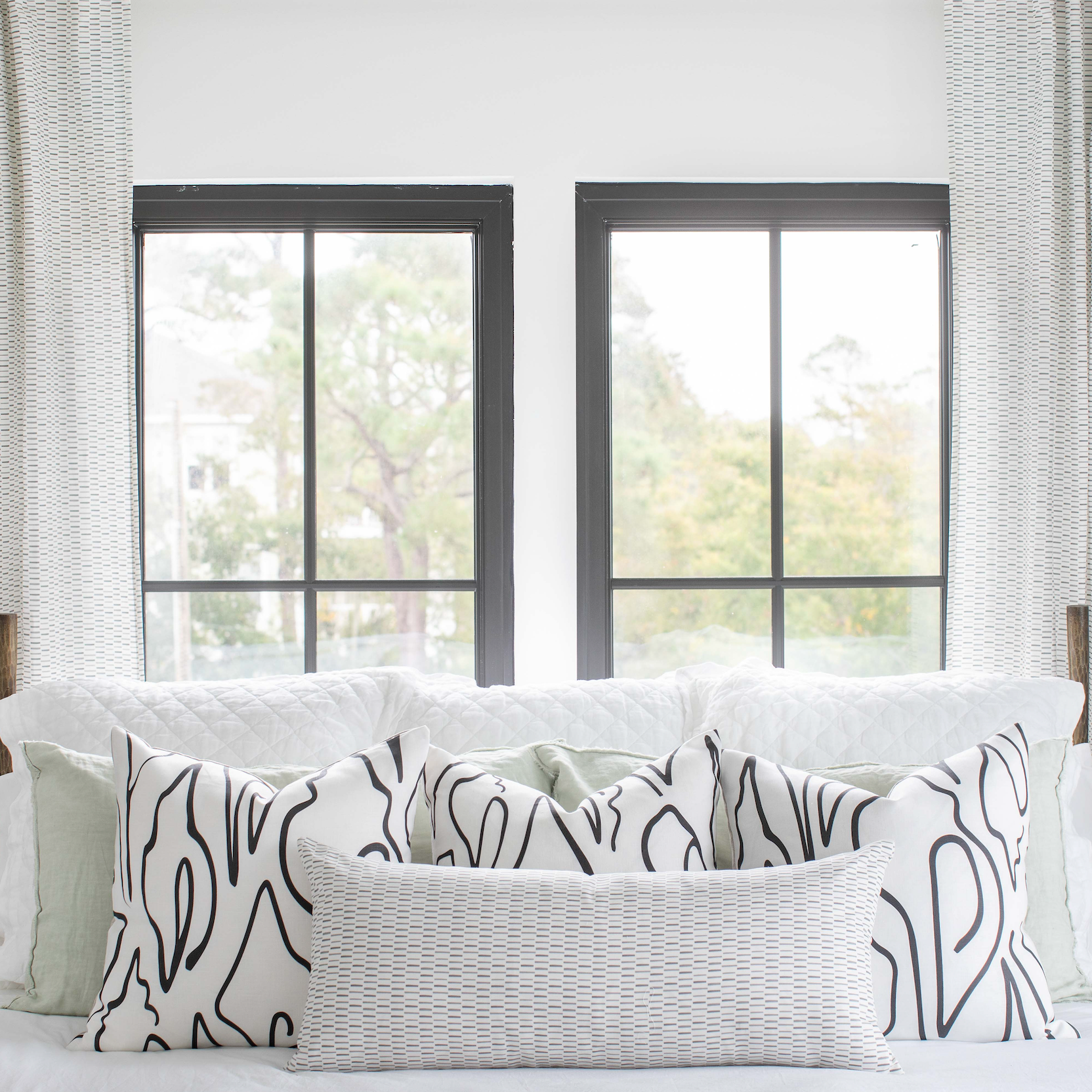 Sweetgrass fabric in Graphite by Emily Daws styled in an interior β Charleston Collection