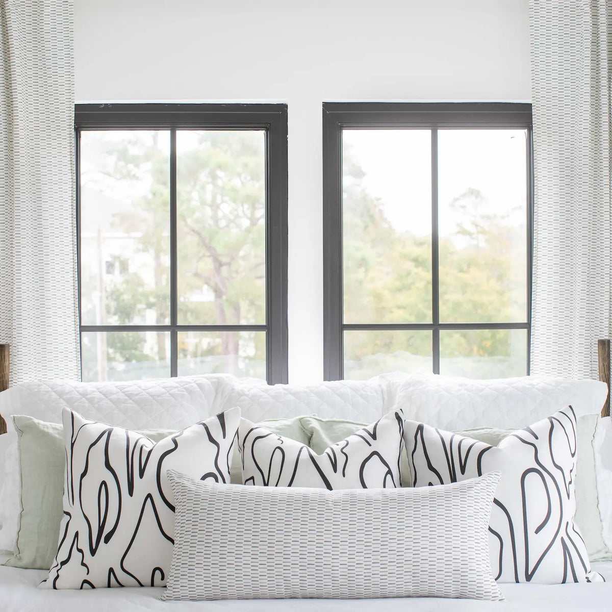 Sweetgrass fabric in Graphite by Emily Daws styled in an interior — Charleston Collection