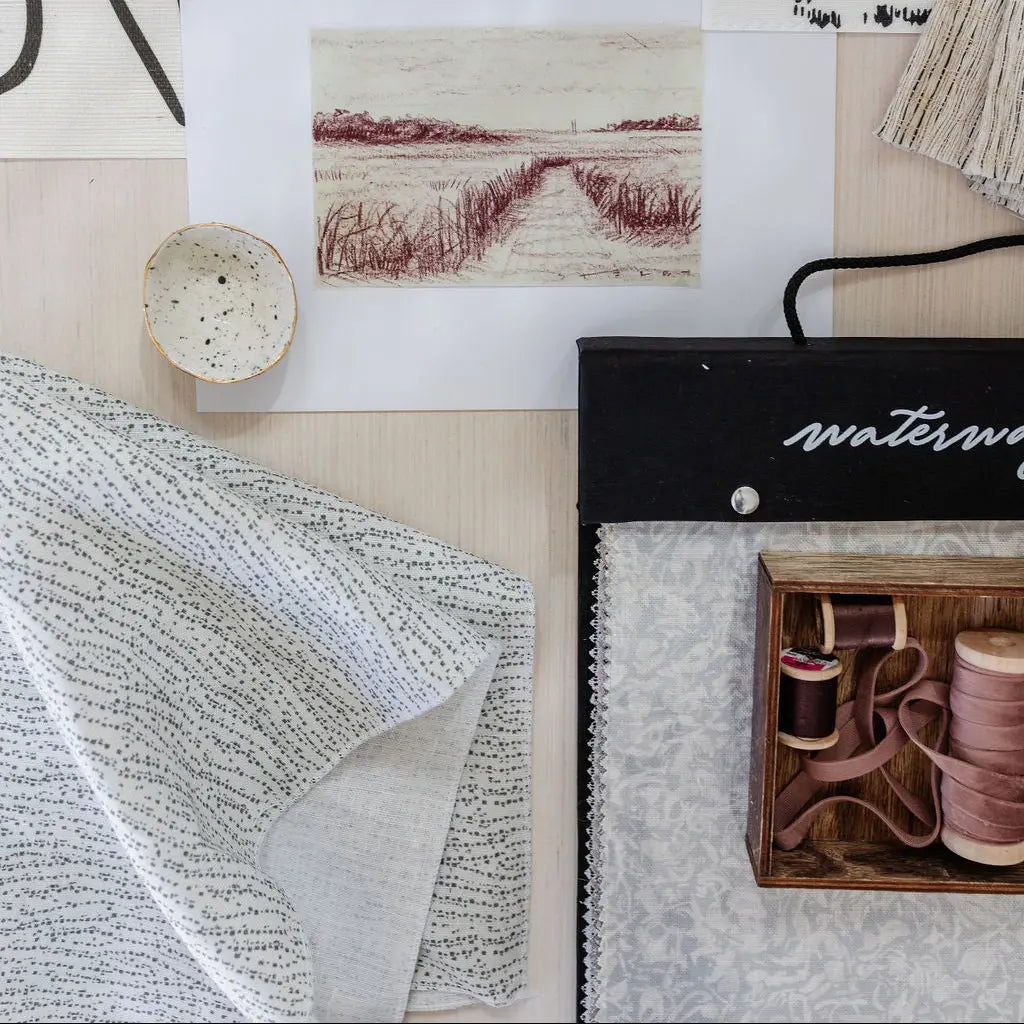 Harbor Ash fabric by Emily Daws — Waterways Collection, available by the yard for drapery and upholstery