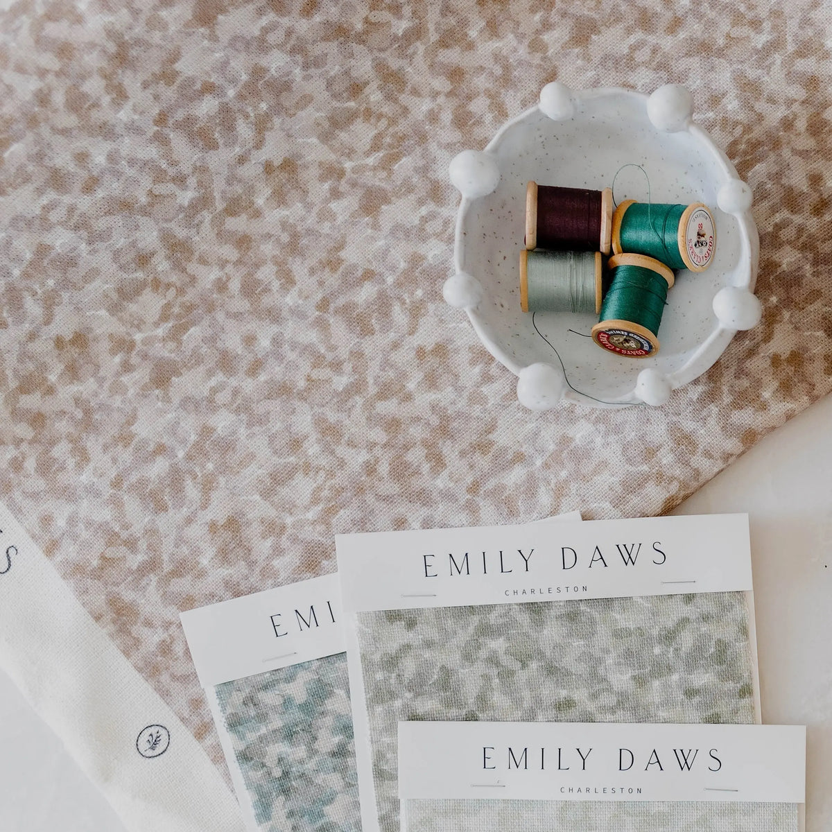 Tortoise fabric in Tulip by Emily Daws styled in an interior — Fauna Collection