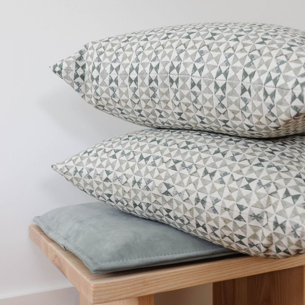 Kaleidoscope fabric in Ivy by Emily Daws styled in an interior β Fauna Collection