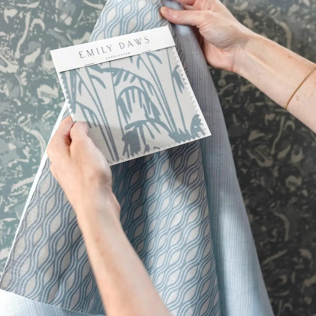 Seabrook Aqua fabric by Emily Daws — Sea Island Collection, available by the yard for drapery and upholstery