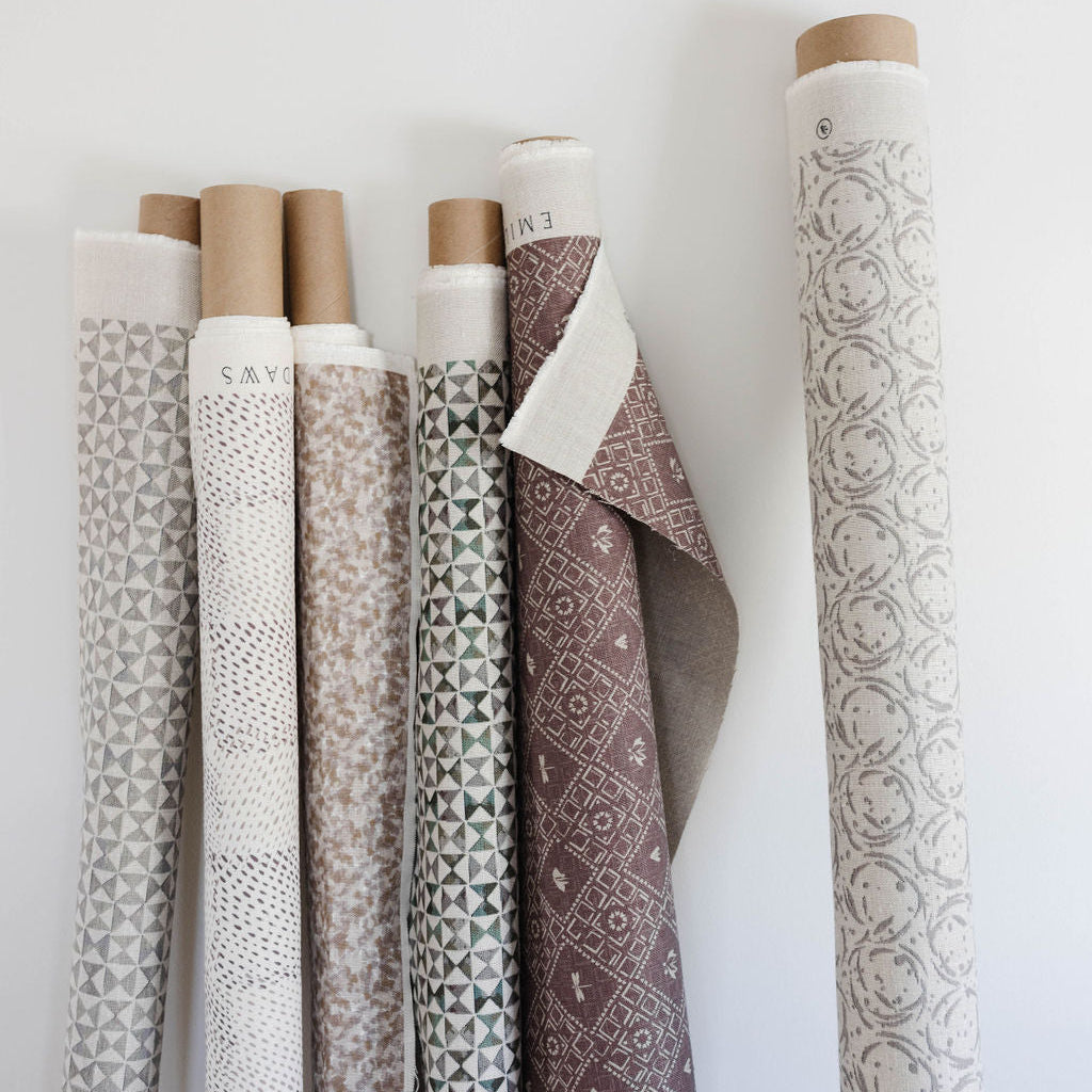 Emily Daws fabric in small-batch linen, designed for interior designers creating bespoke window treatments and pillows.
