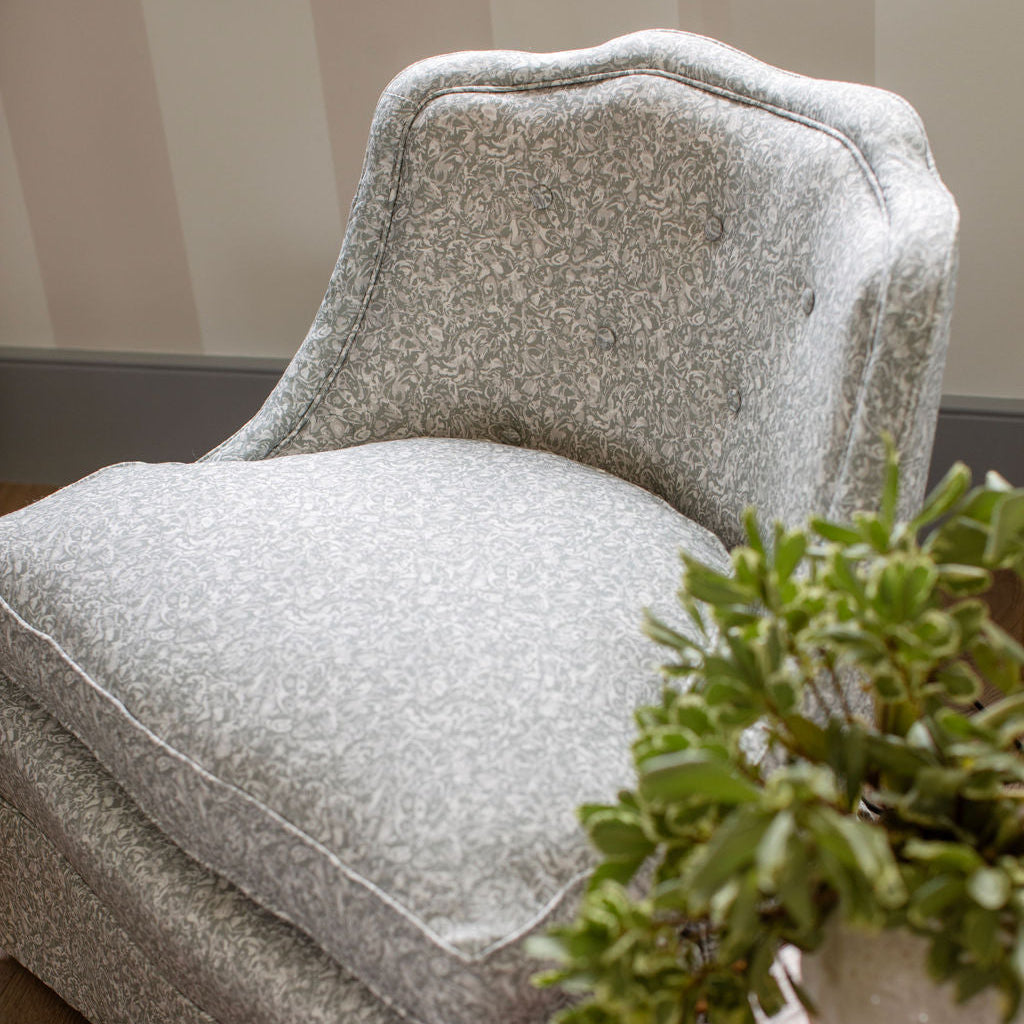 Estuary fabric in Artichoke by Emily Daws β styled in a Charleston coastal home; perfect for pillows, window treatments, or accent upholstery β Waterways fabric collection; Charleston luxury fabric by the yard for interiors and coastal homes