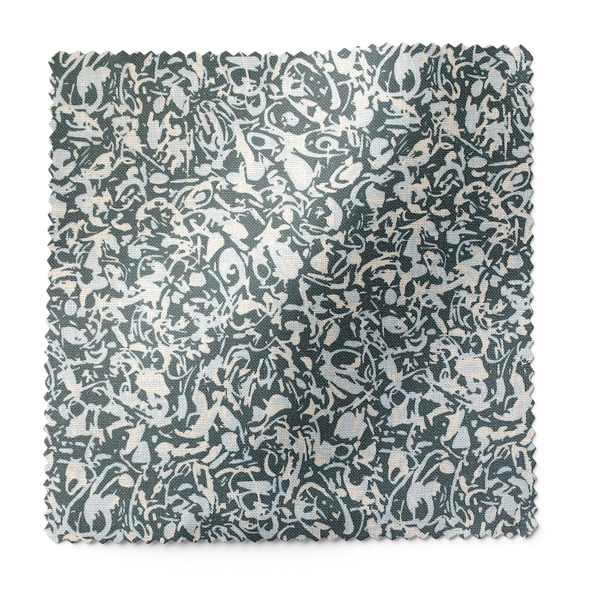 Estuary fabric swatch in Peacock by Emily Daws — 6x6 Belgian linen sample, Waterways Collection