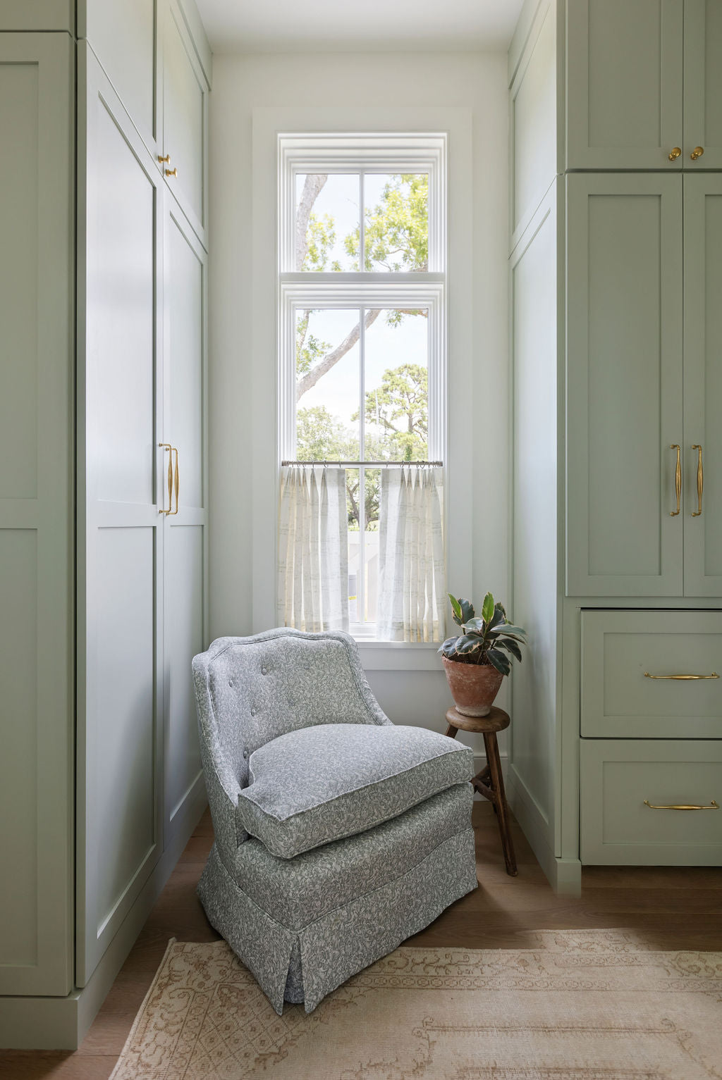 Estuary fabric in Artichoke by Emily Daws – styled in a Charleston coastal home; perfect for pillows, window treatments, or accent upholstery – Waterways fabric collection; Charleston luxury fabric by the yard for interiors and coastal homes