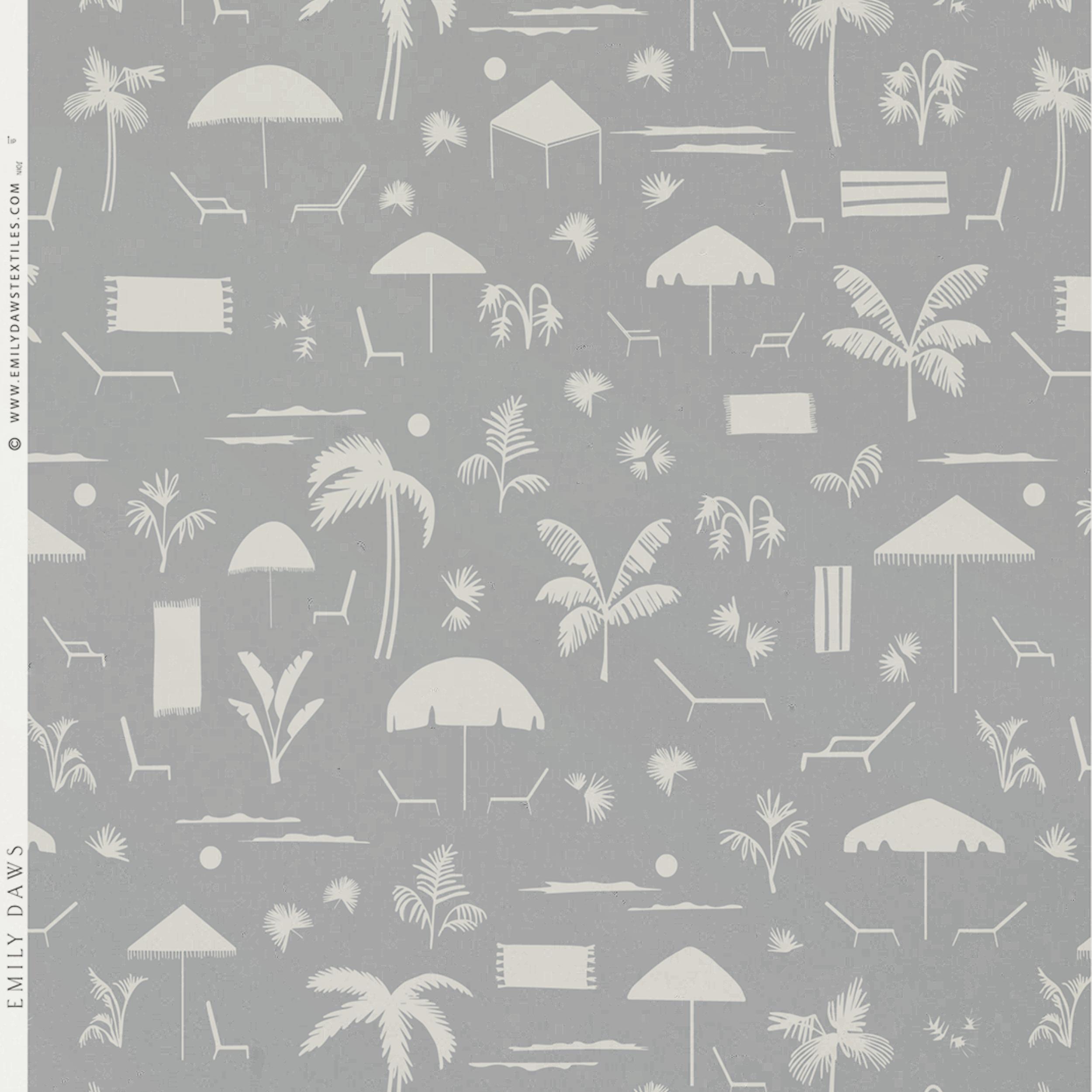 Folly Toile wallpaper in Harbor by Emily Daws β product view of repeating motif for interior walls