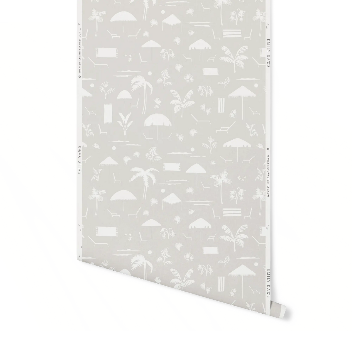 Emily Daws Folly Toile wallpaper in Sand – close-up showing texture and tone of design