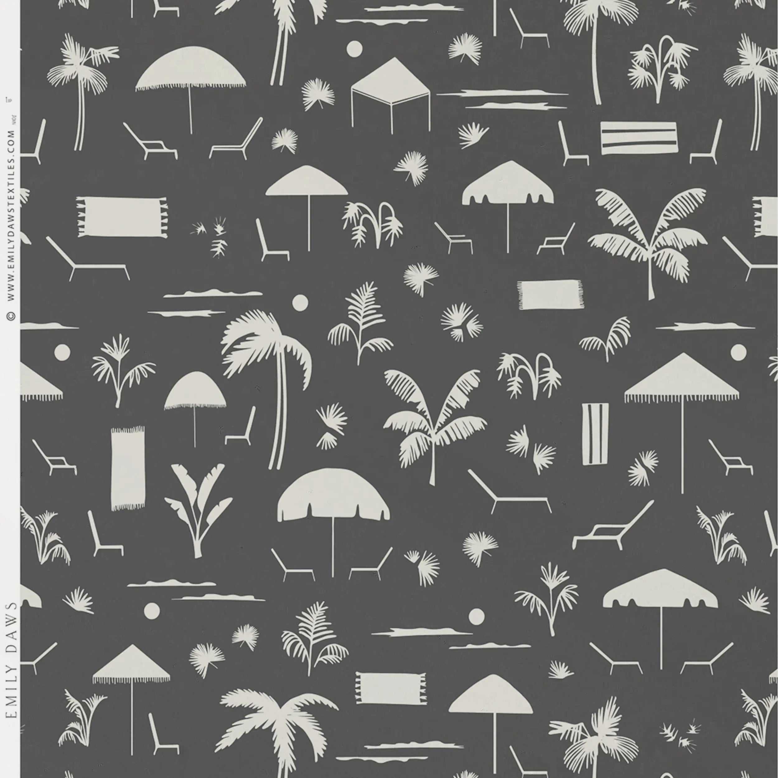 Folly Toile Grasscloth wallpaper in Storm by Emily Daws – product view of repeating motif for interior walls