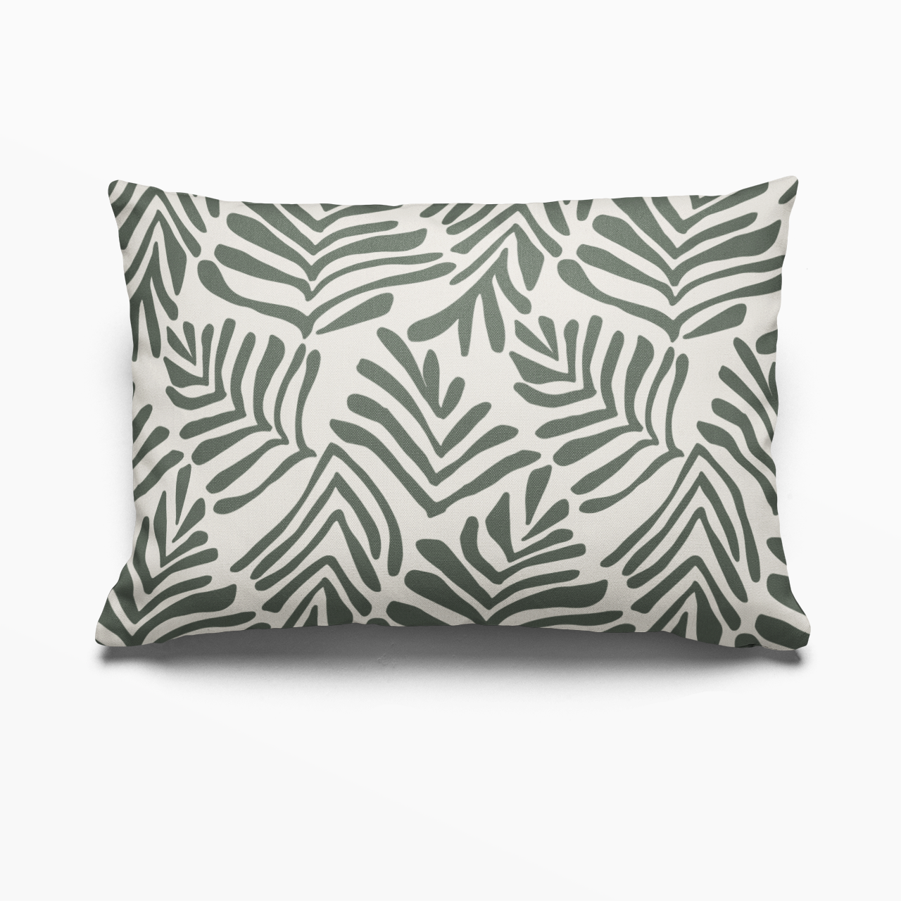 Frond pillow in Alpine by Emily Daws – lumbar pillow for beds or benches in a soft country interior