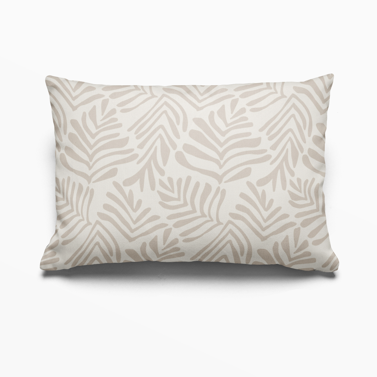 Frond pillow in Truffle by Emily Daws – lumbar pillow for beds or benches in a soft country interior