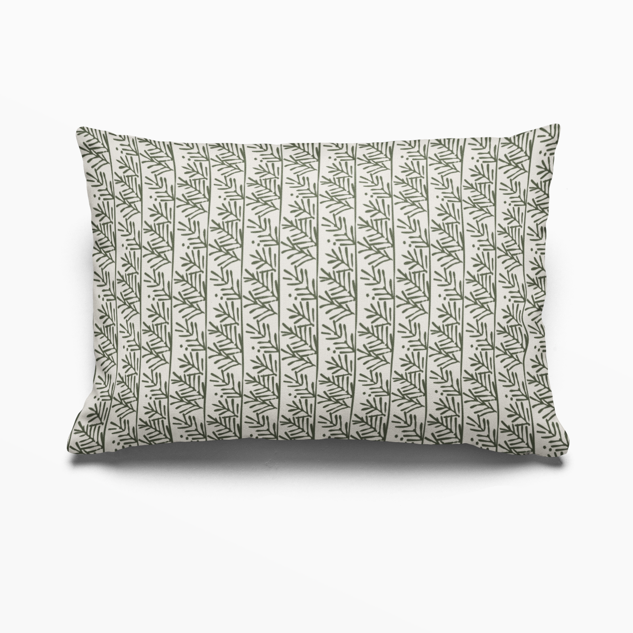 Hemlock pillow in Holly by Emily Daws – lumbar pillow for beds or benches in a soft country interior