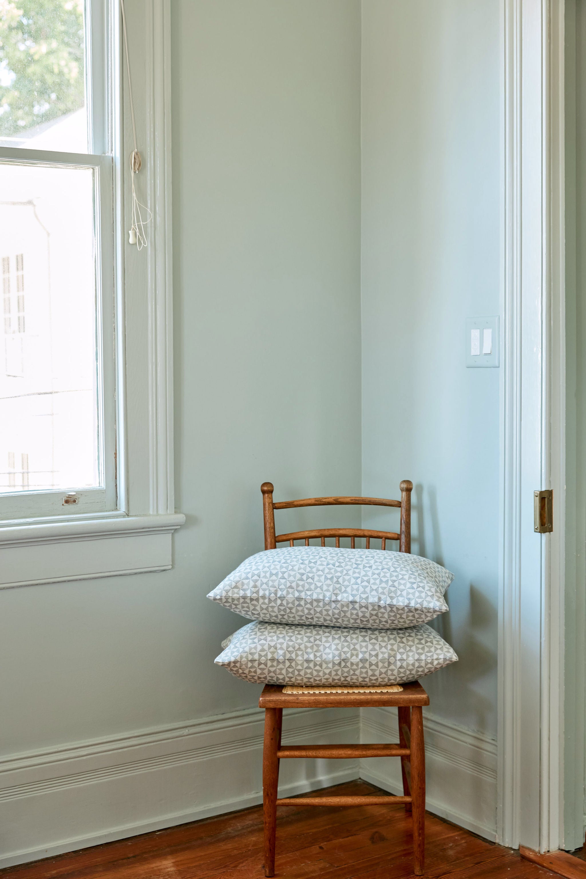 Kaleidoscope pillow in Cashmere styled by Emily Daws – paired with earthy tones in a mountain retreat