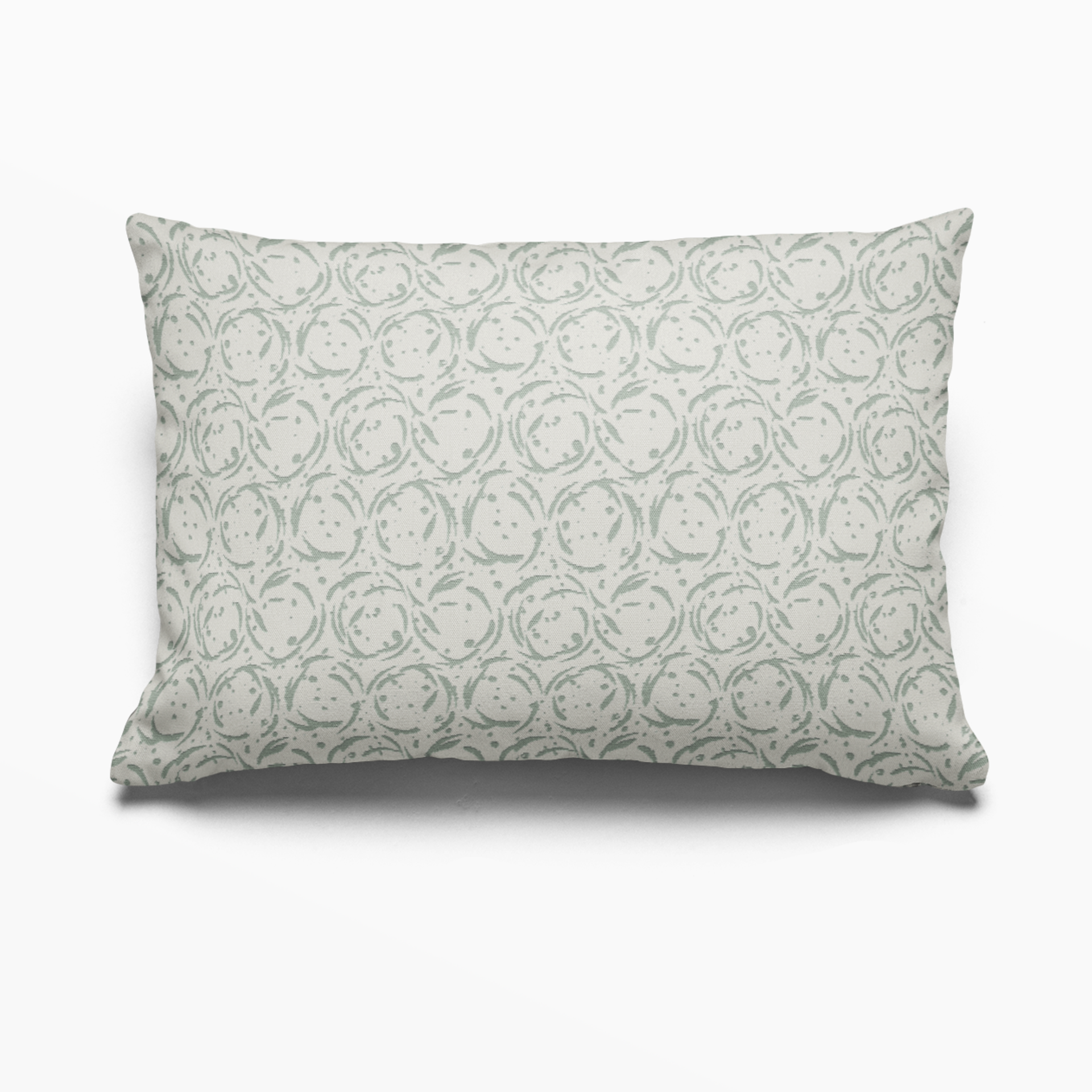 Nest pillow in Eucalyptus by Emily Daws – lumbar shape perfect for cabin beds or mountain homes