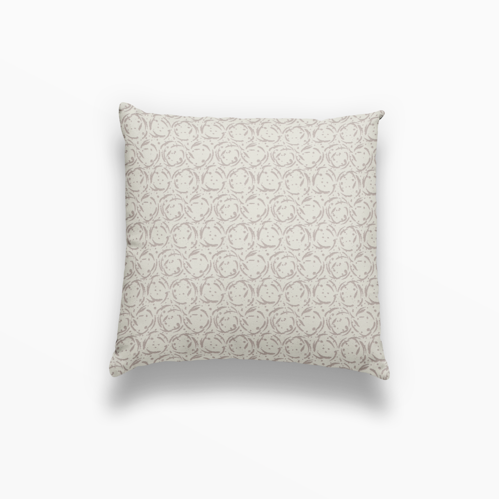 Nest pillow in Nutmeg by Emily Daws – square throw pillow with dotted or spotted woodland design