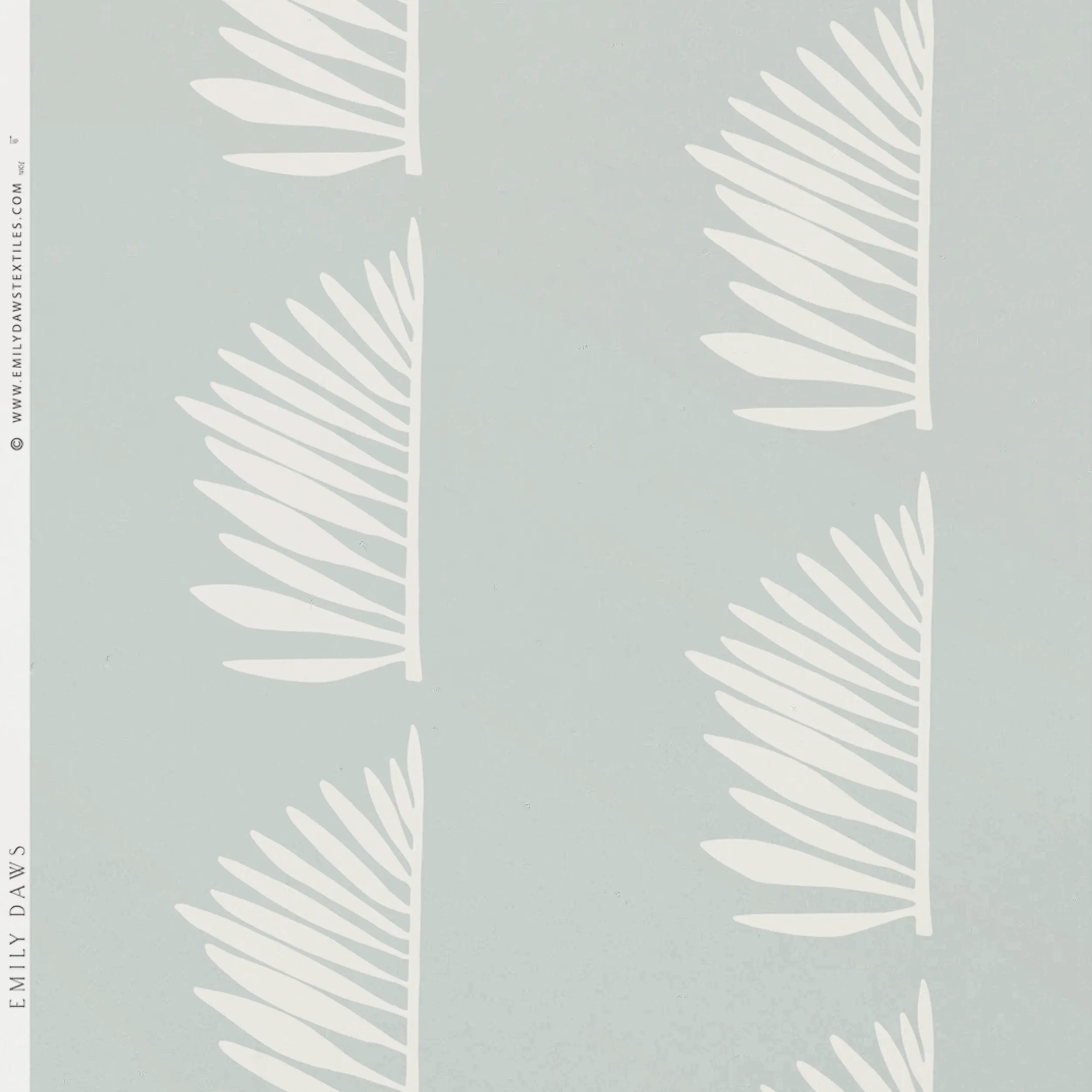 Palmetto wallpaper in Haint Blue by Emily Daws – product view of repeating motif for interior walls