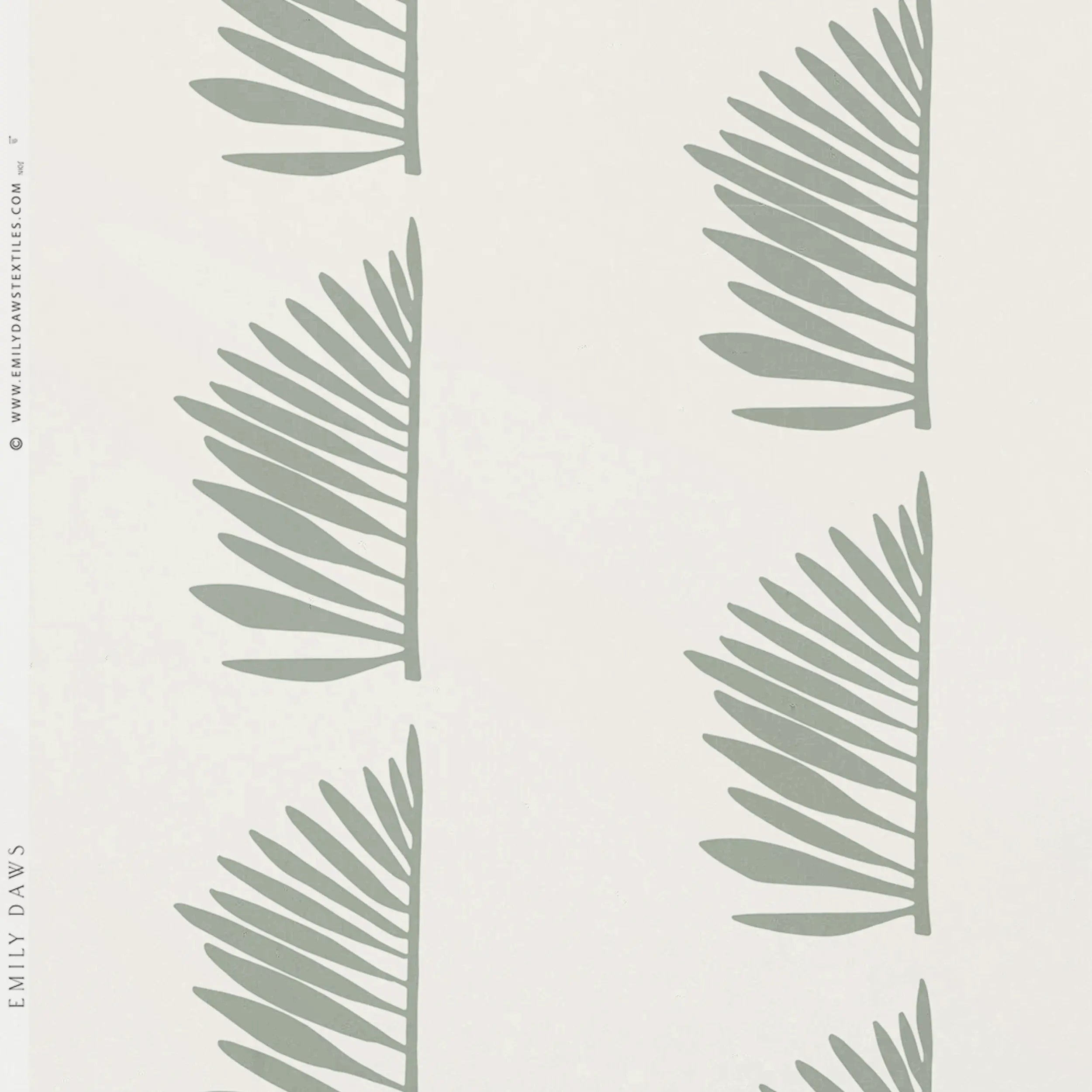 Palmetto wallpaper in Sage by Emily Daws β product view of repeating motif for interior walls