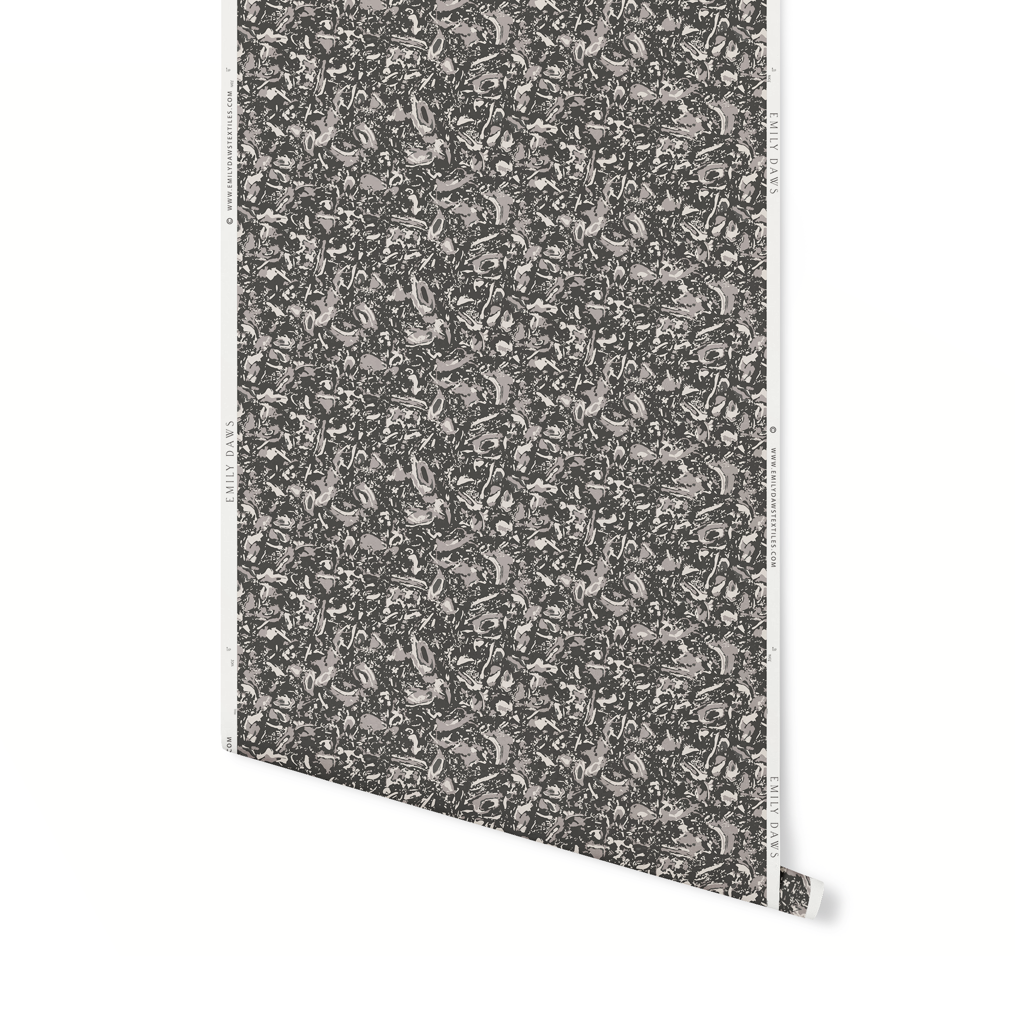 Emily Daws River Reef wallpaper in Coal – close-up showing texture and tone of design