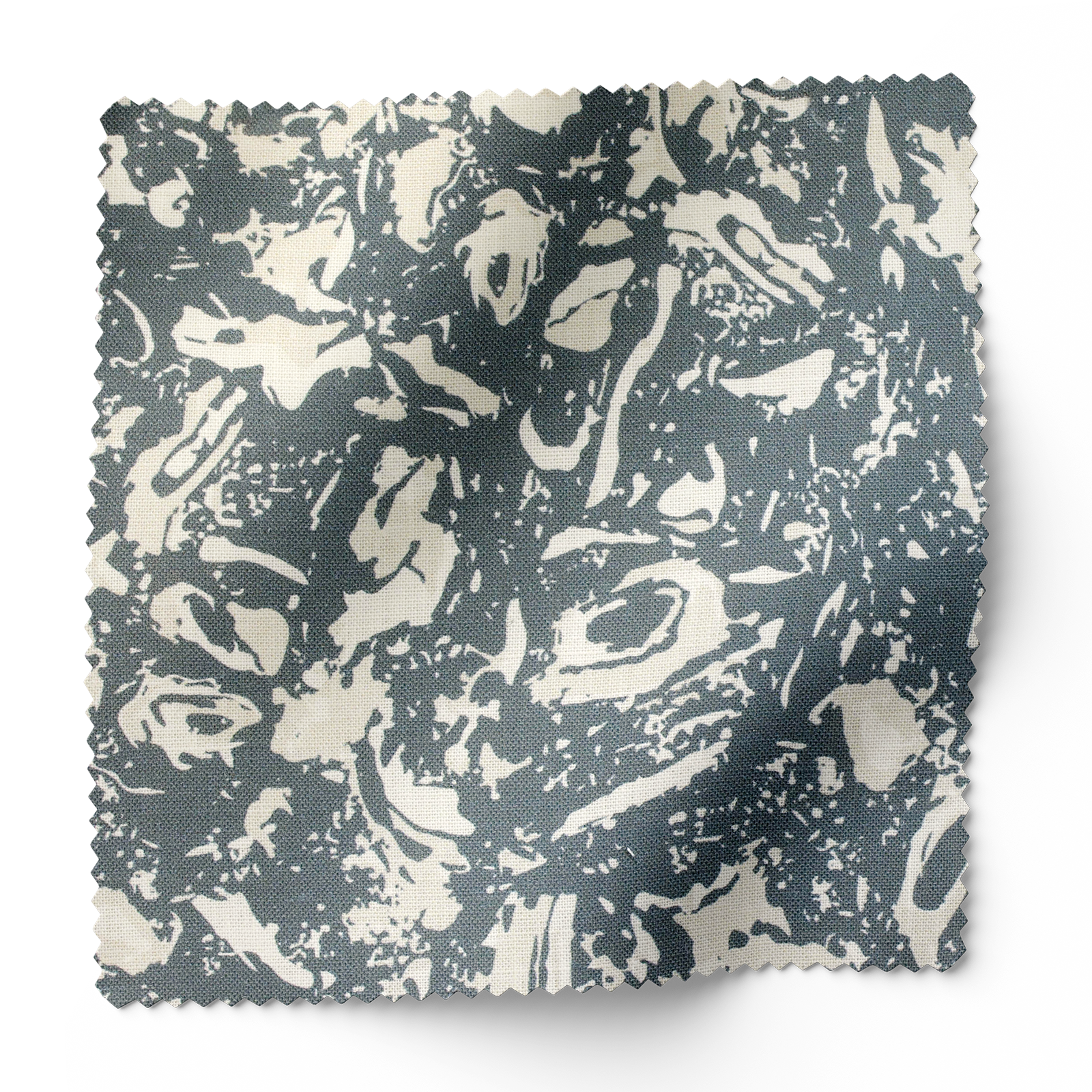 River Reef fabric swatch in Navy by Emily Daws — 6x6 Belgian linen sample, Waterways Collection