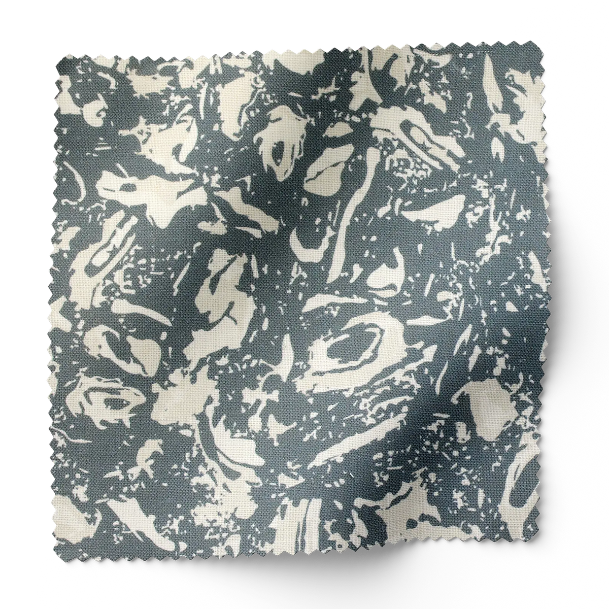 River Reef fabric swatch in Navy by Emily Daws — 6x6 Belgian linen sample, Waterways Collection