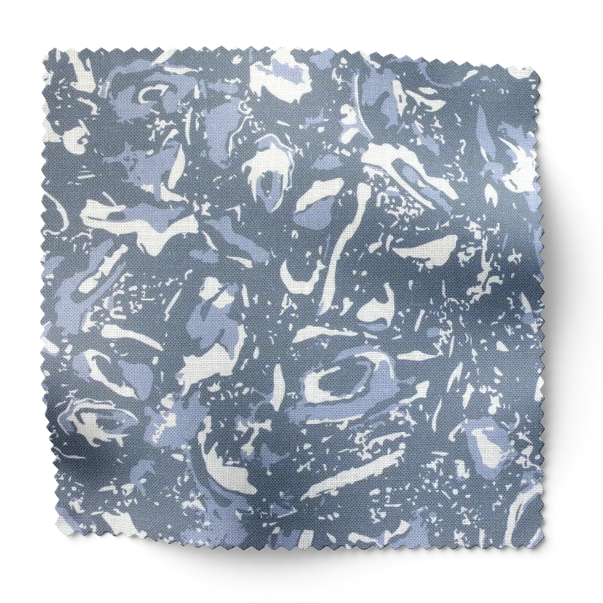 River Reef fabric swatch in Royal by Emily Daws — 6x6 Belgian linen sample, Waterways Collection