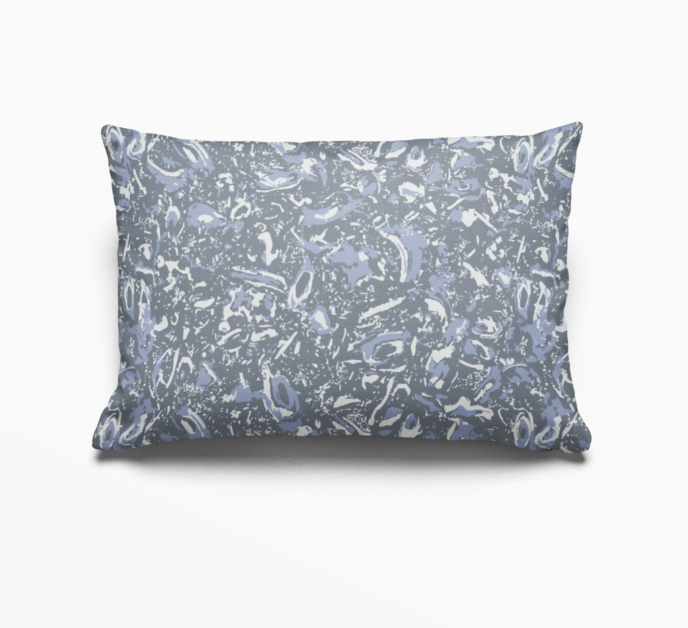 River Reef pillow in Royal by Emily Daws – lumbar style for benches, sofas, or window seats in coastal homes