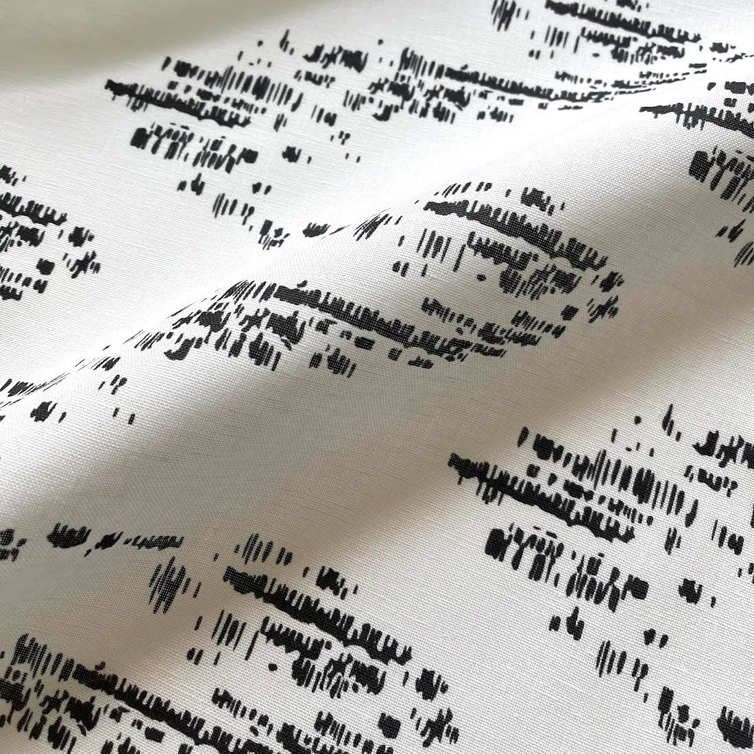Salt Marsh fabric in Jet by Emily Daws — close-up detail of Belgian linen, Waterways Collection