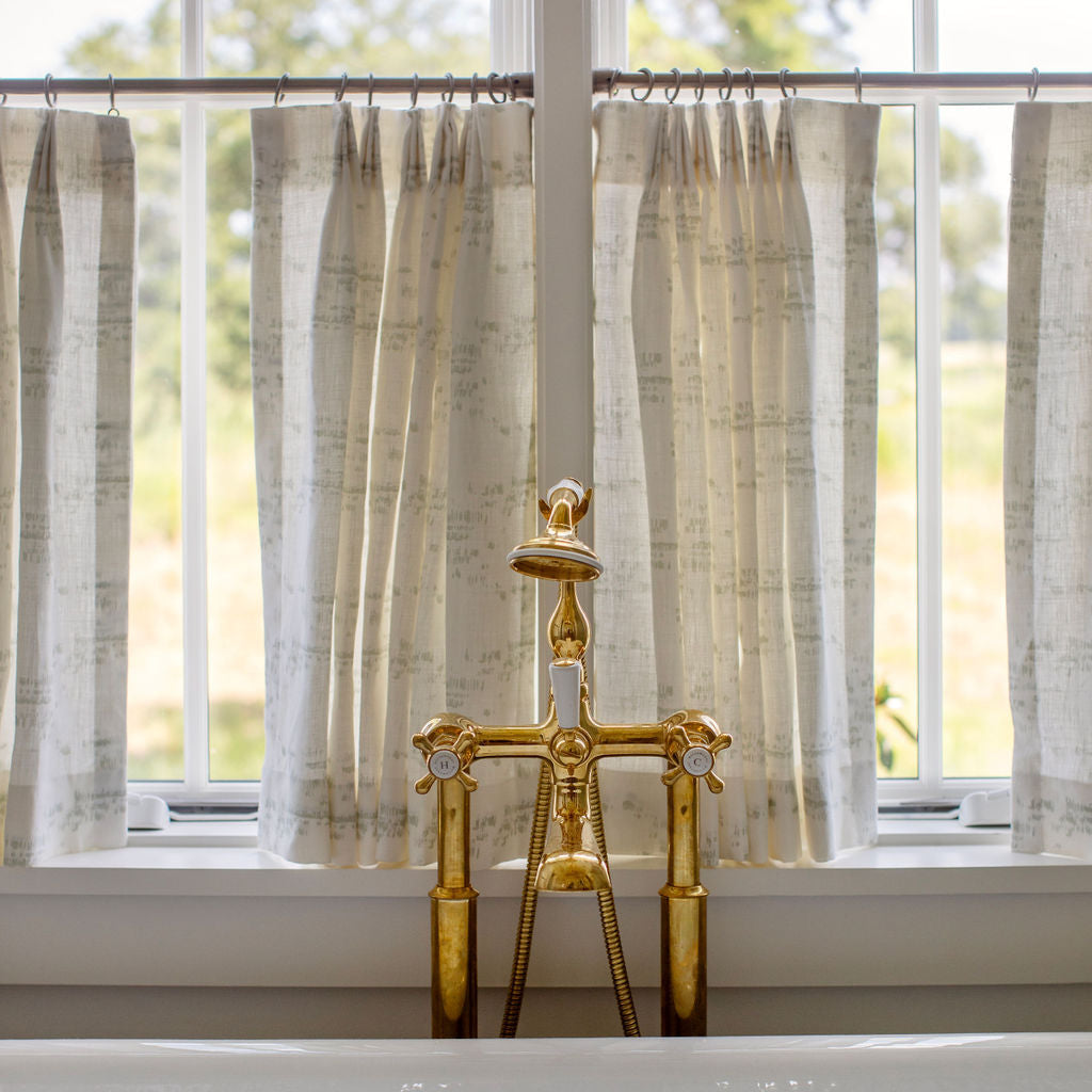 Salt Marsh fabric in Laurel by Emily Daws styled in an interior — Waterways Collection