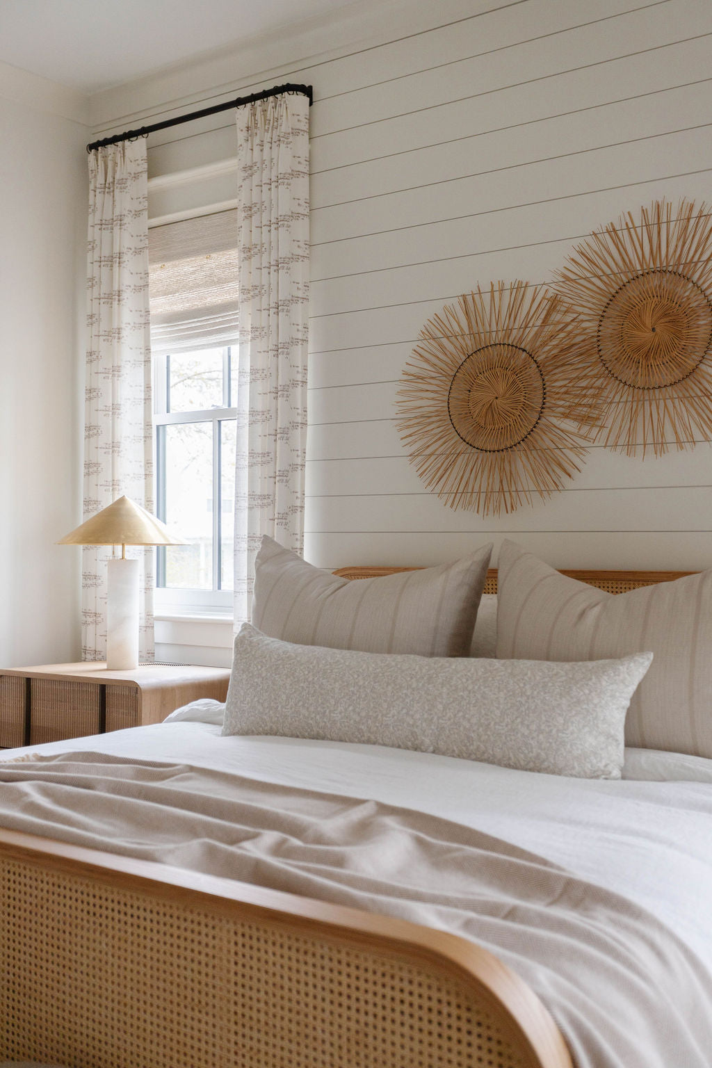 Sandbar pillow in Teak styled by Emily Daws – in a layered space with nautical and organic elements