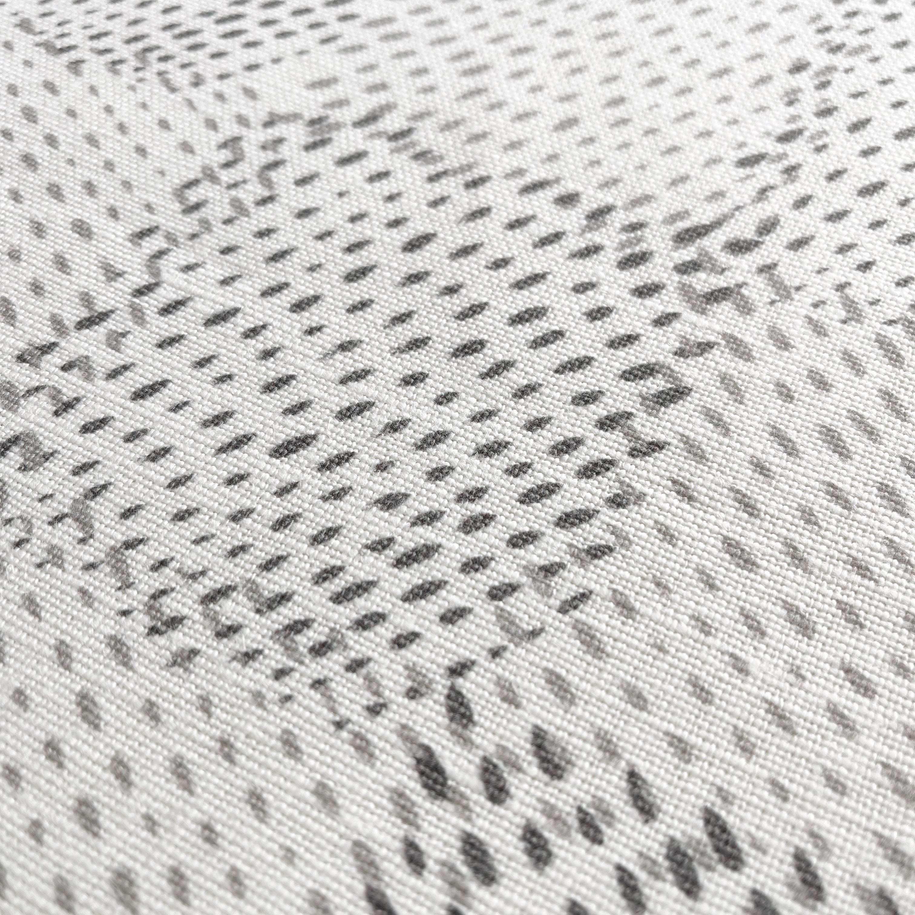 Speckled Check fabric in Charcoal by Emily Daws — close-up detail of Belgian linen, Fauna Collection