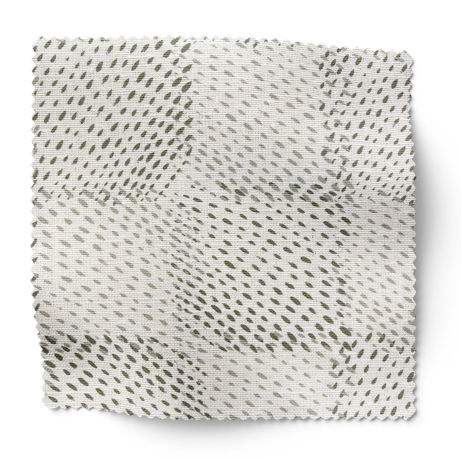 Speckled Check fabric in Cactus by Emily Daws – forest-inspired swatch with dotted and organic motifs