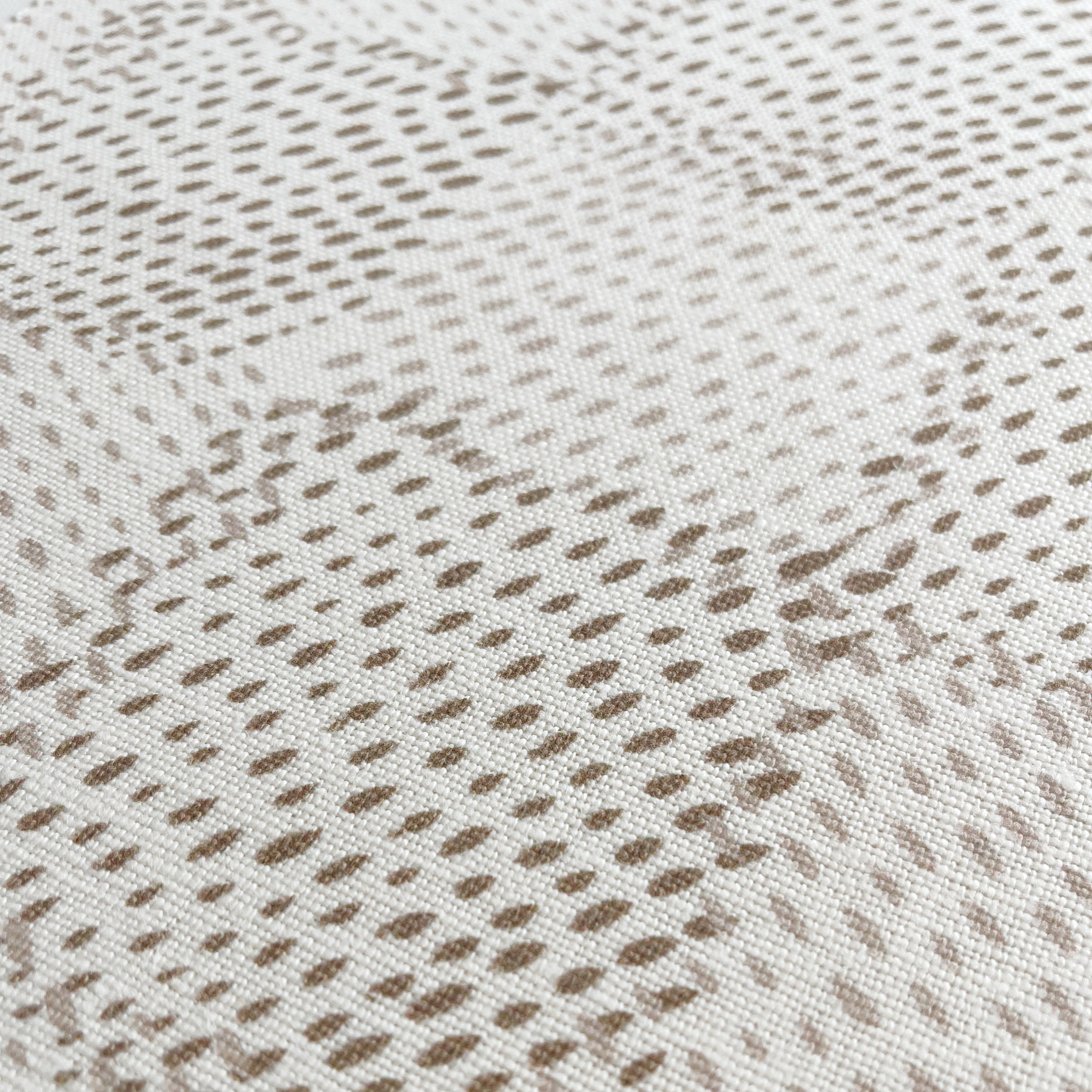 Speckled Check fabric in Oak by Emily Daws — close-up detail of Belgian linen, Fauna Collection