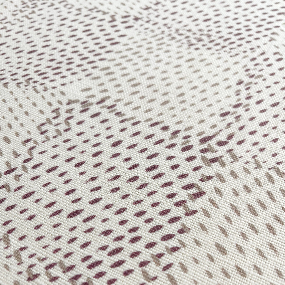 Speckled Check fabric in Sorbet by Emily Daws — close-up detail of Belgian linen, Fauna Collection