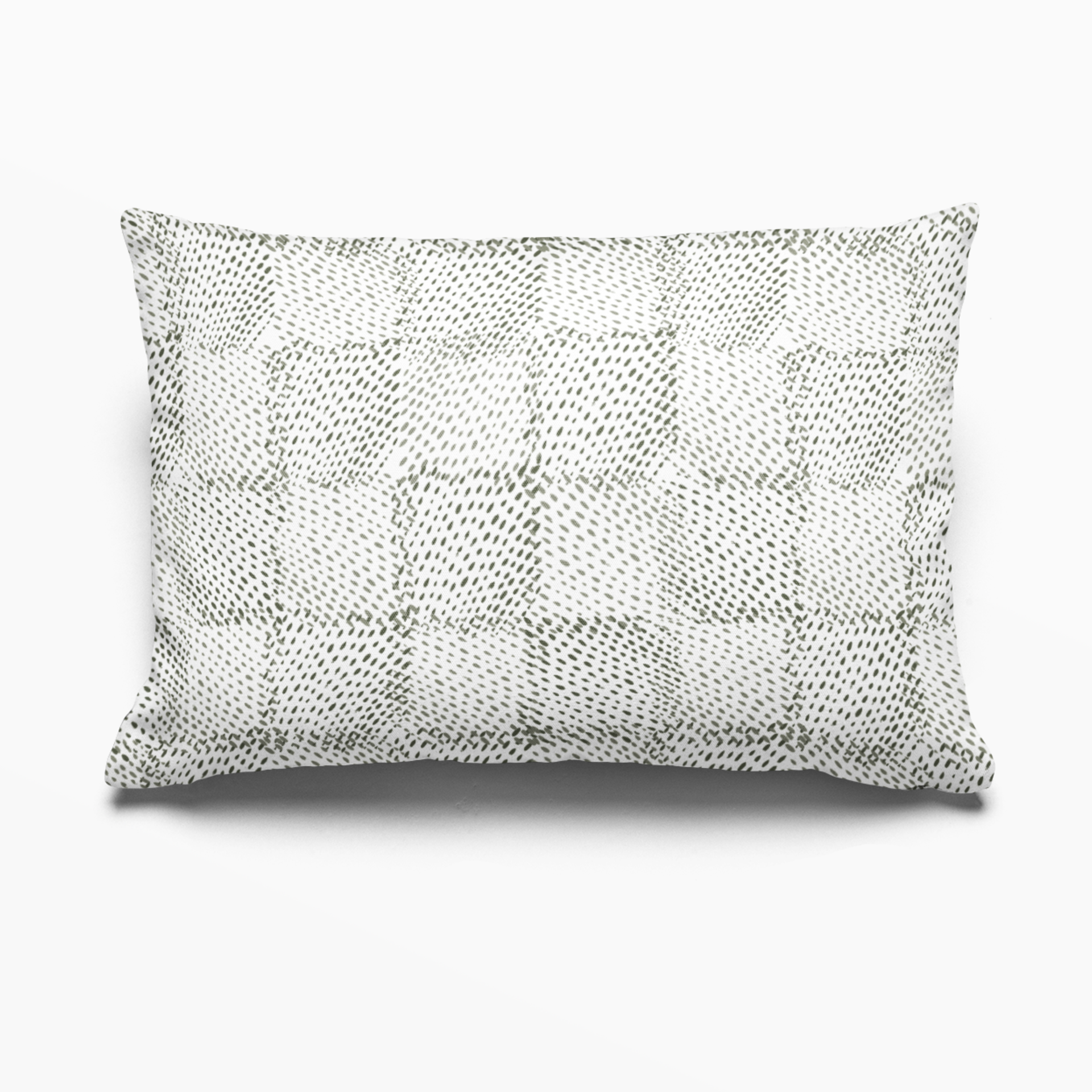 Speckled Check pillow in Cactus by Emily Daws – lumbar shape perfect for cabin beds or mountain homes