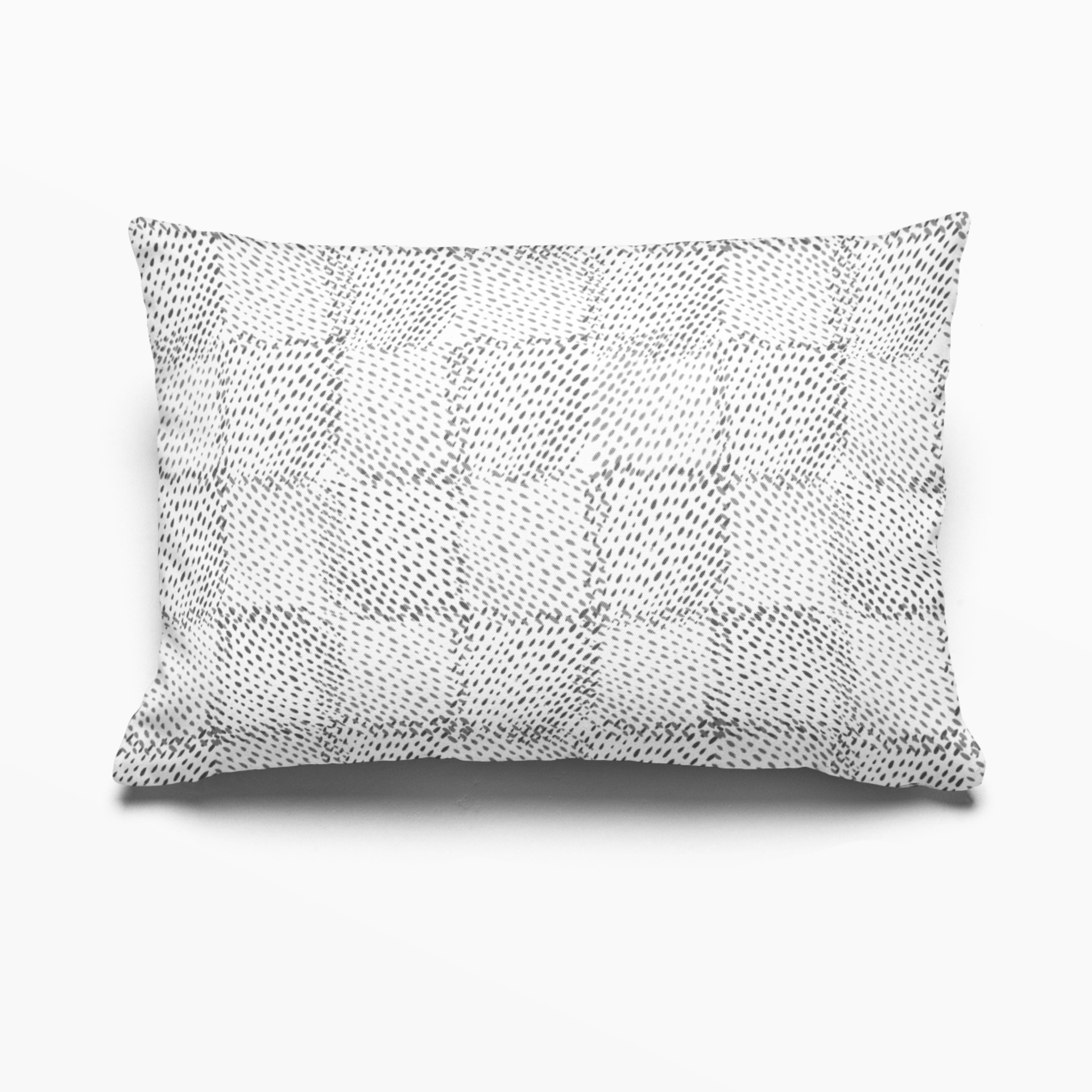 Speckled Check pillow in Charcoal by Emily Daws – lumbar shape perfect for cabin beds or mountain homes