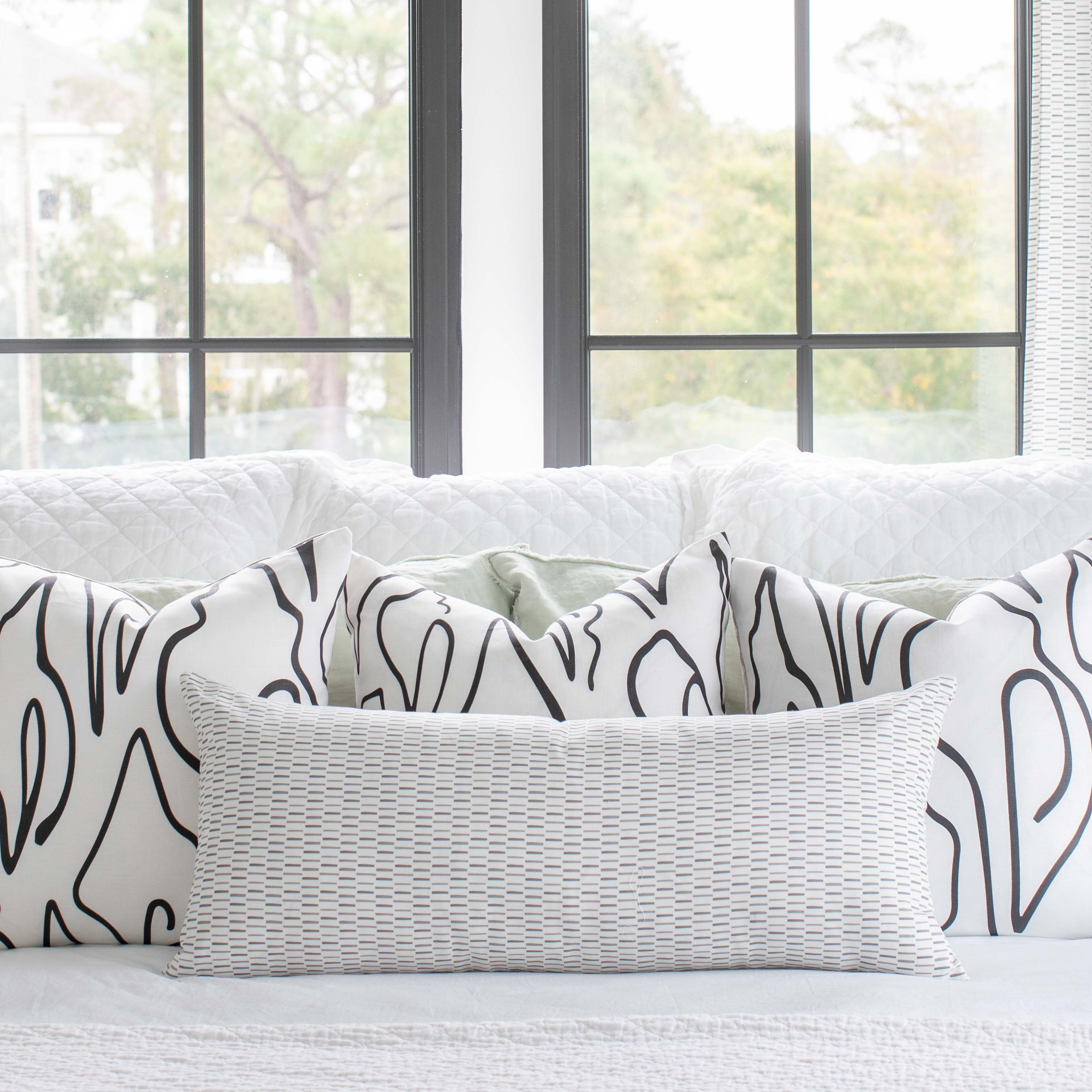 Sweetgrass pillow in Graphite – close-up of the fabric texture and pattern on linen backing